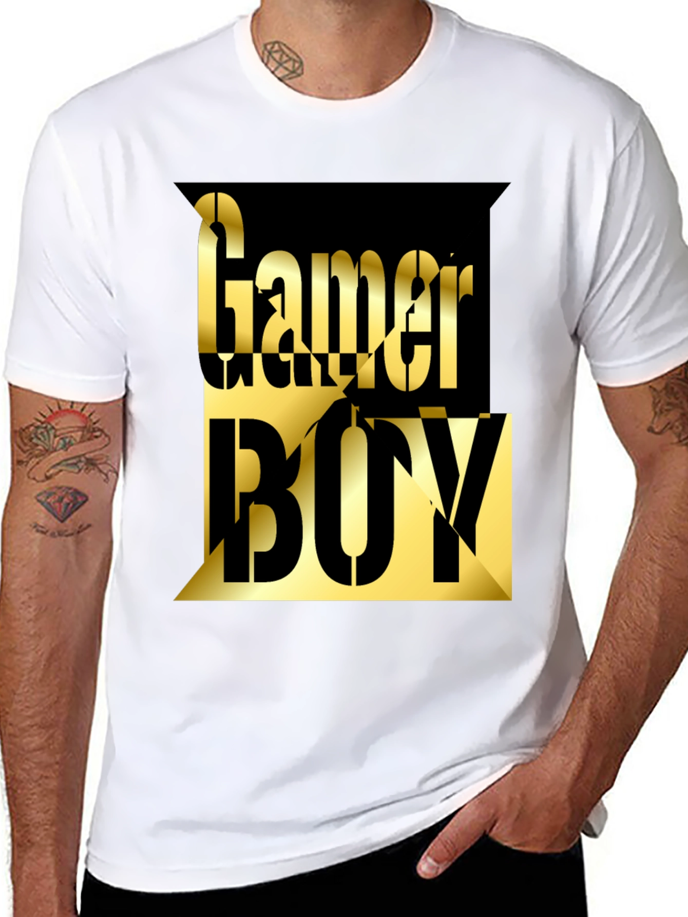 Black Gamer Boy Graphic Tee - Black Cotton Blend view 8
