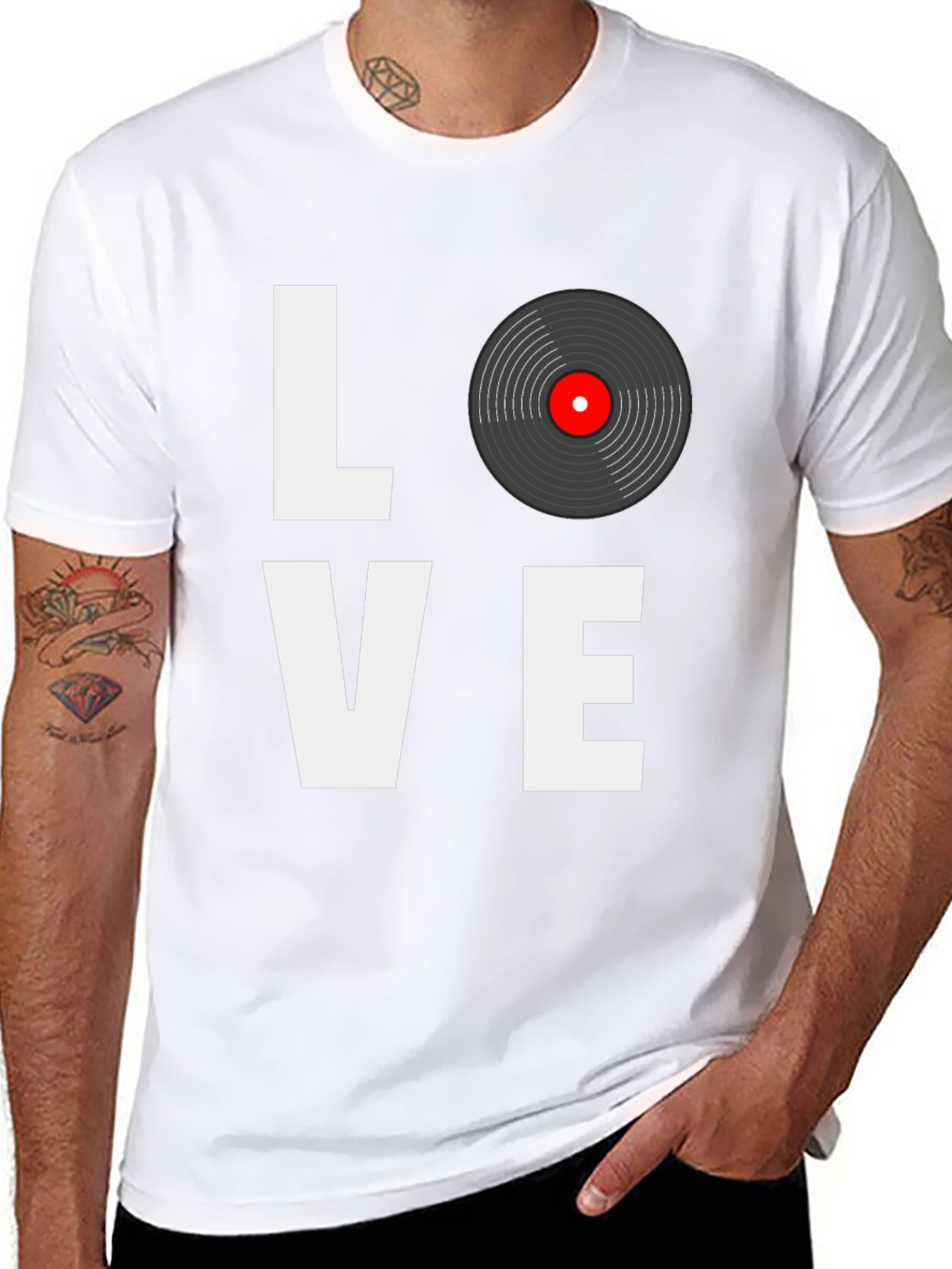 Black Love Vinyl Record Black T-Shirt  view 8
