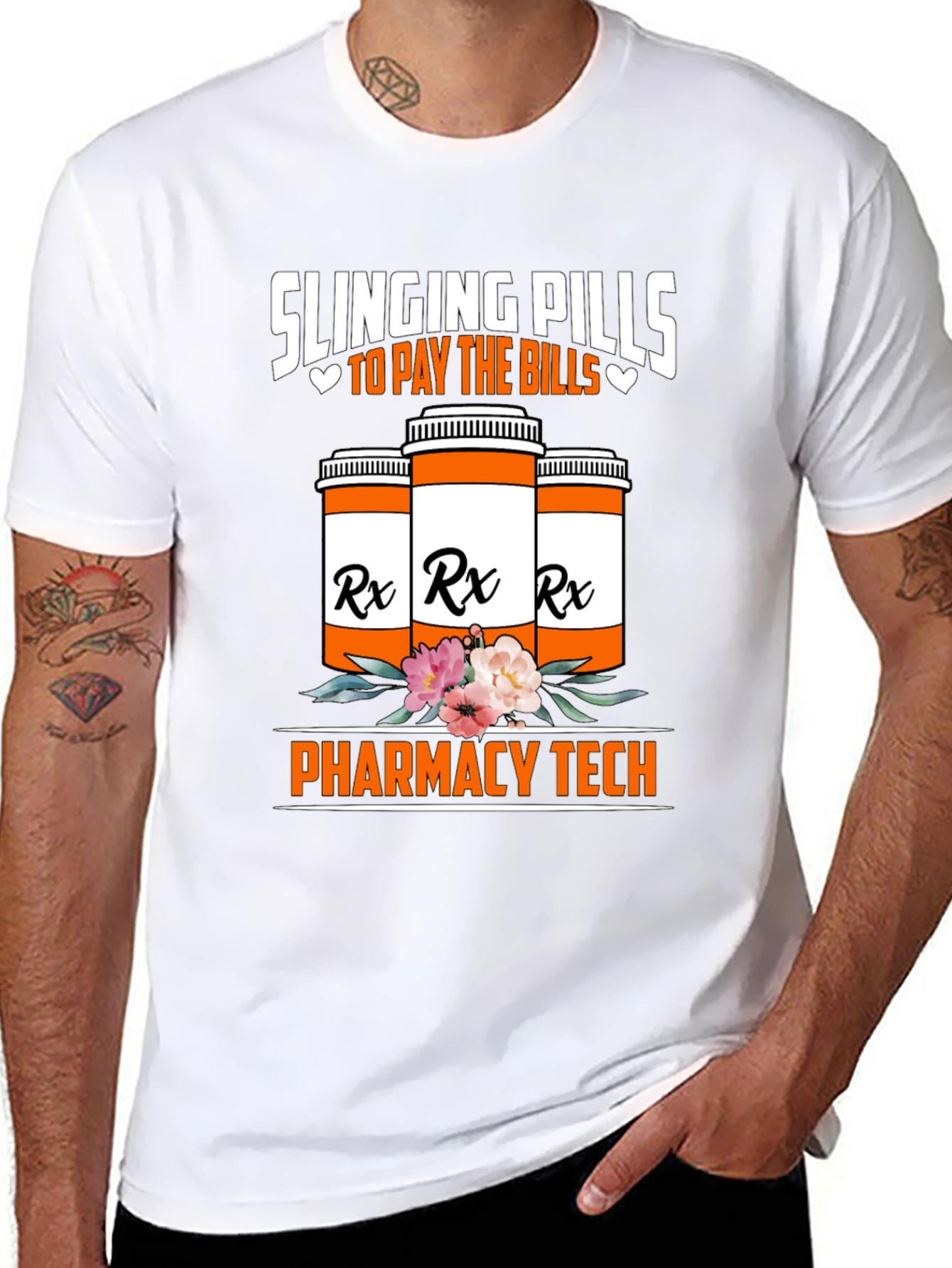 Black Slinging Pills Pharmacy Tech T-Shirt view 8