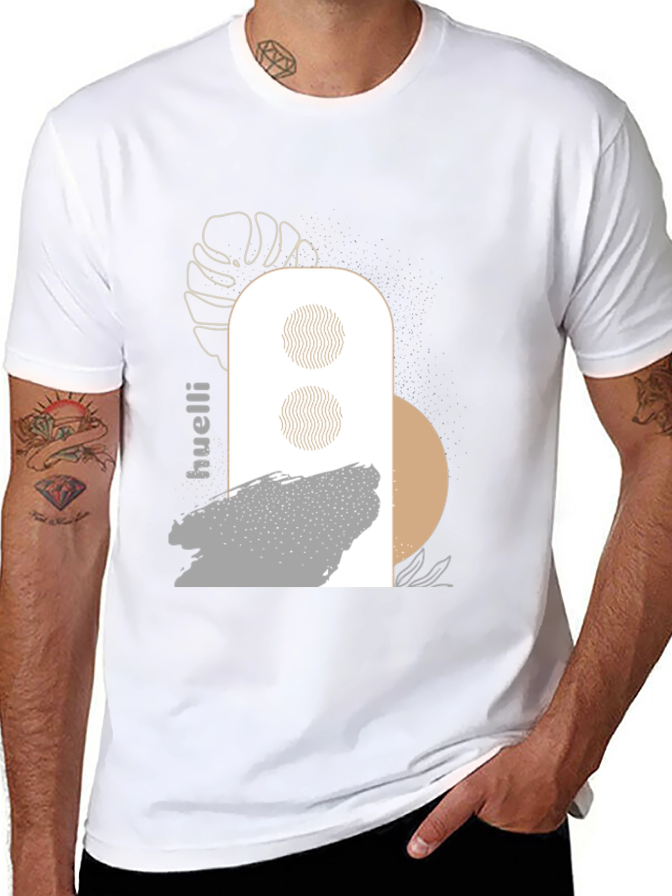 Abstract Graphic Print Black T-Shirt - 8