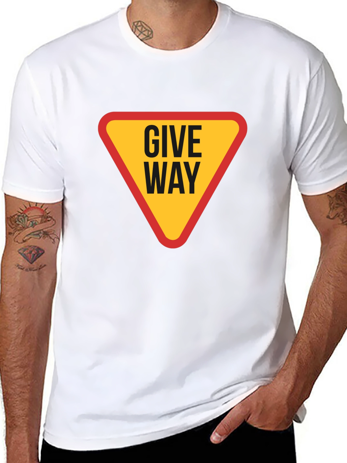 Black Give Way Traffic Sign T-Shirt view 8