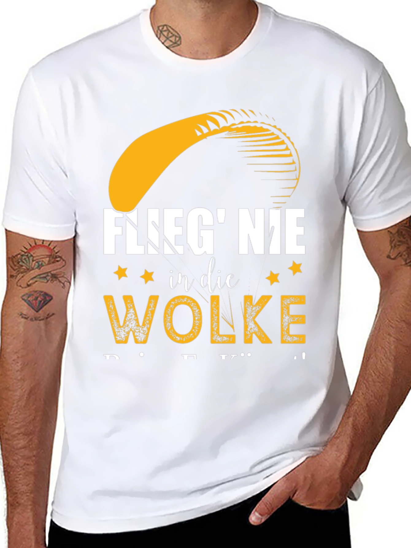 Black Flieg' Nie in die Wolke T-Shirt - Paragliding Gift view 8