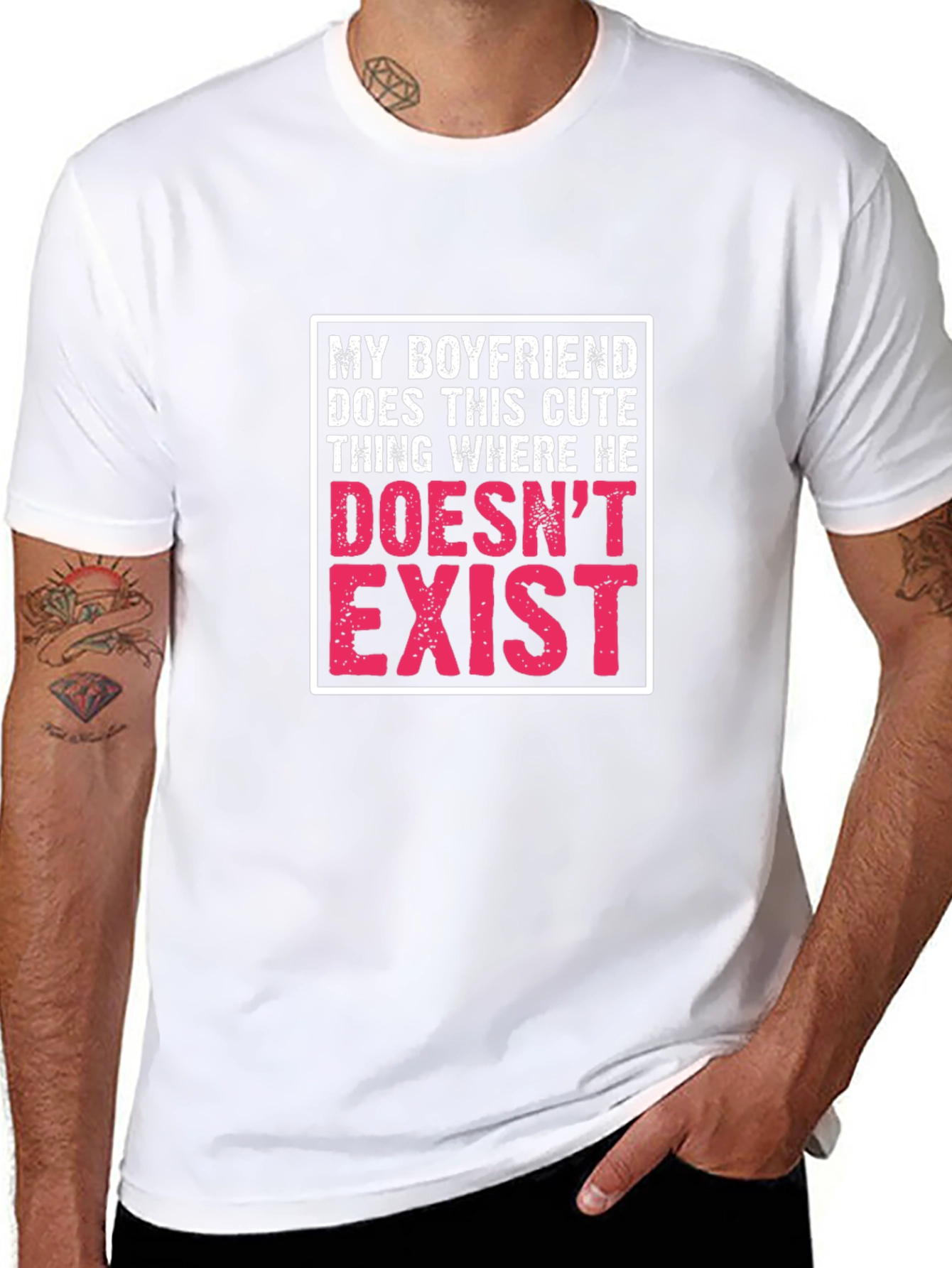 Black My Boyfriend Doesn't Exist Graphic T-Shirt view 8