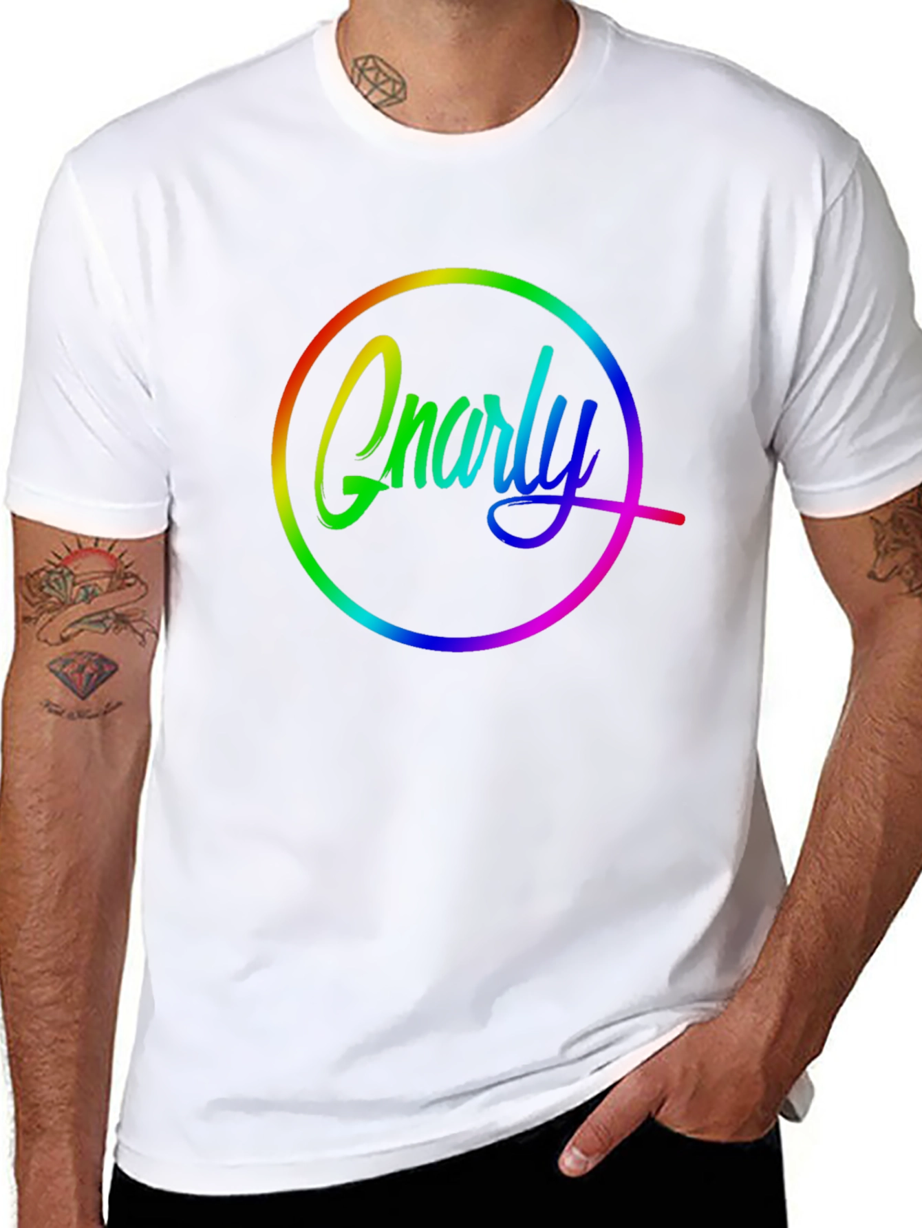 Black Gnarly Rainbow Graphic T-Shirt view 8