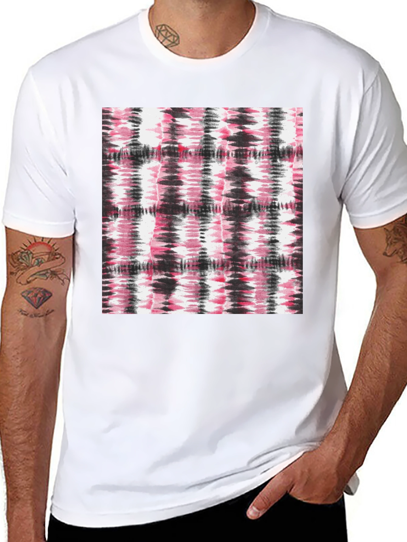 Black Abstract Tie-Dye Graphic Black T-Shirt view 8
