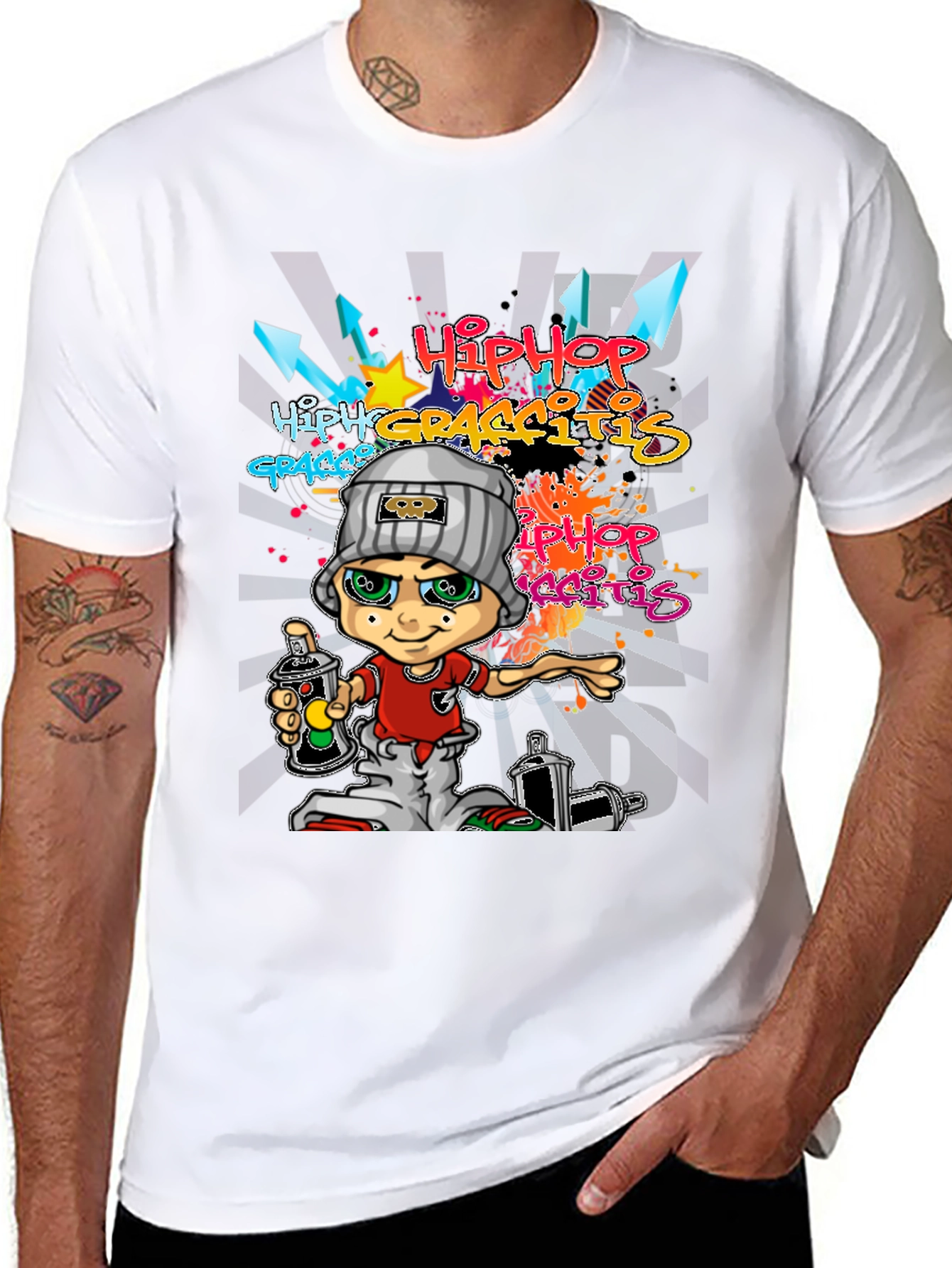 Black Hip Hop Graffiti T-Shirt - Urban Style view 8