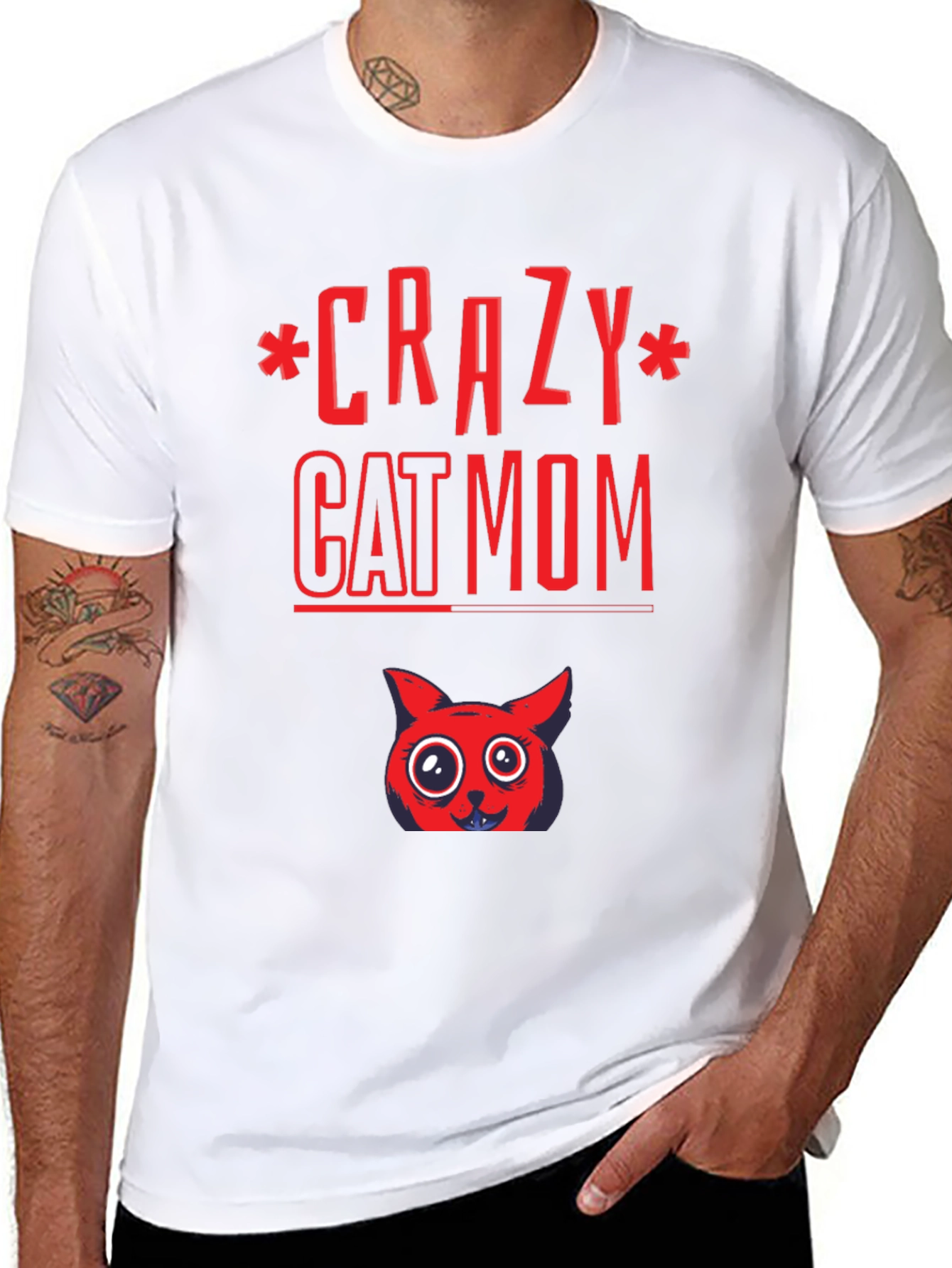 Black Crazy Cat Mom Graphic Tee - Soft Cotton Blend view 8