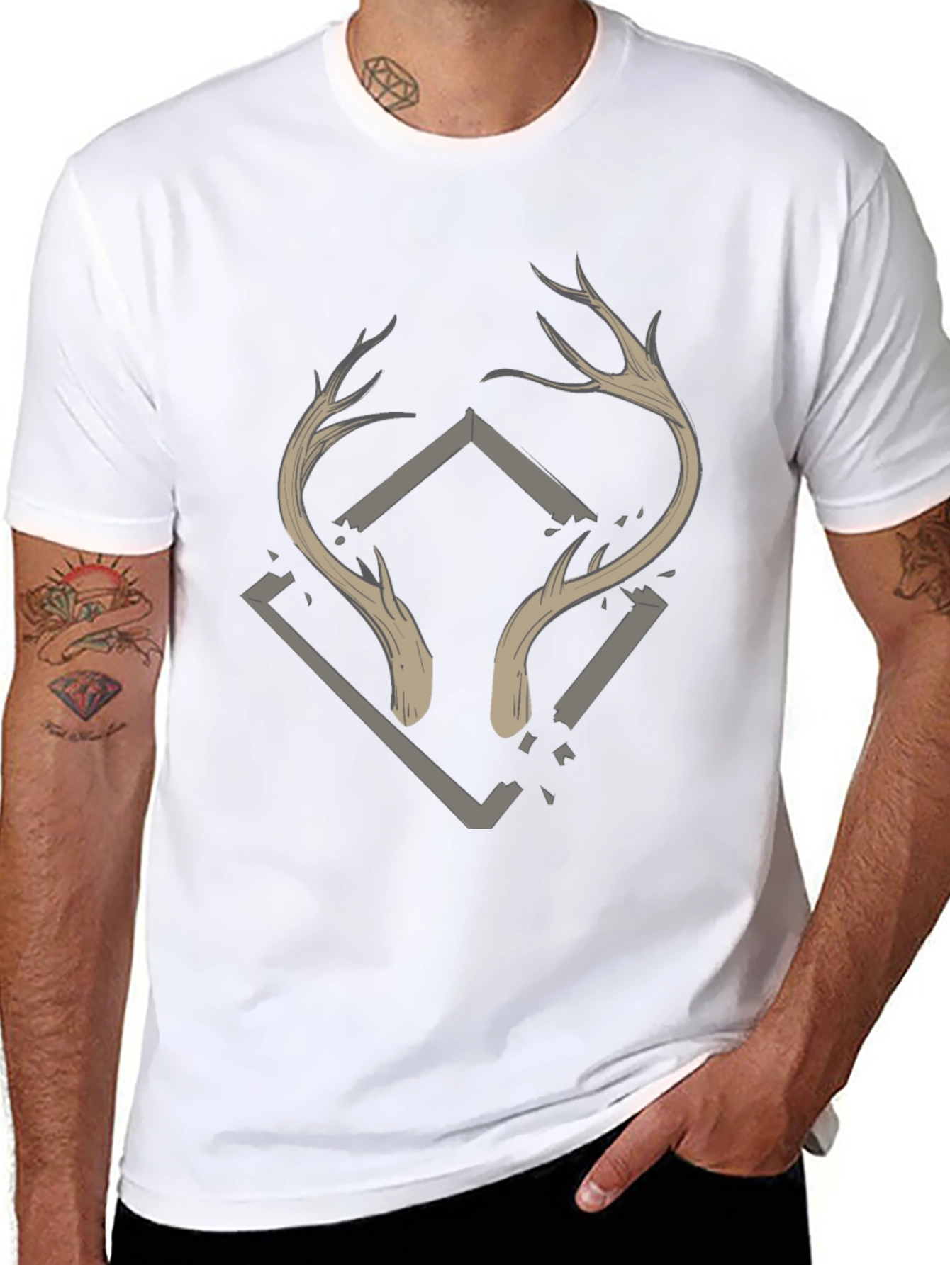Black Antler Graphic Print Tee - Stylish & Unique view 8