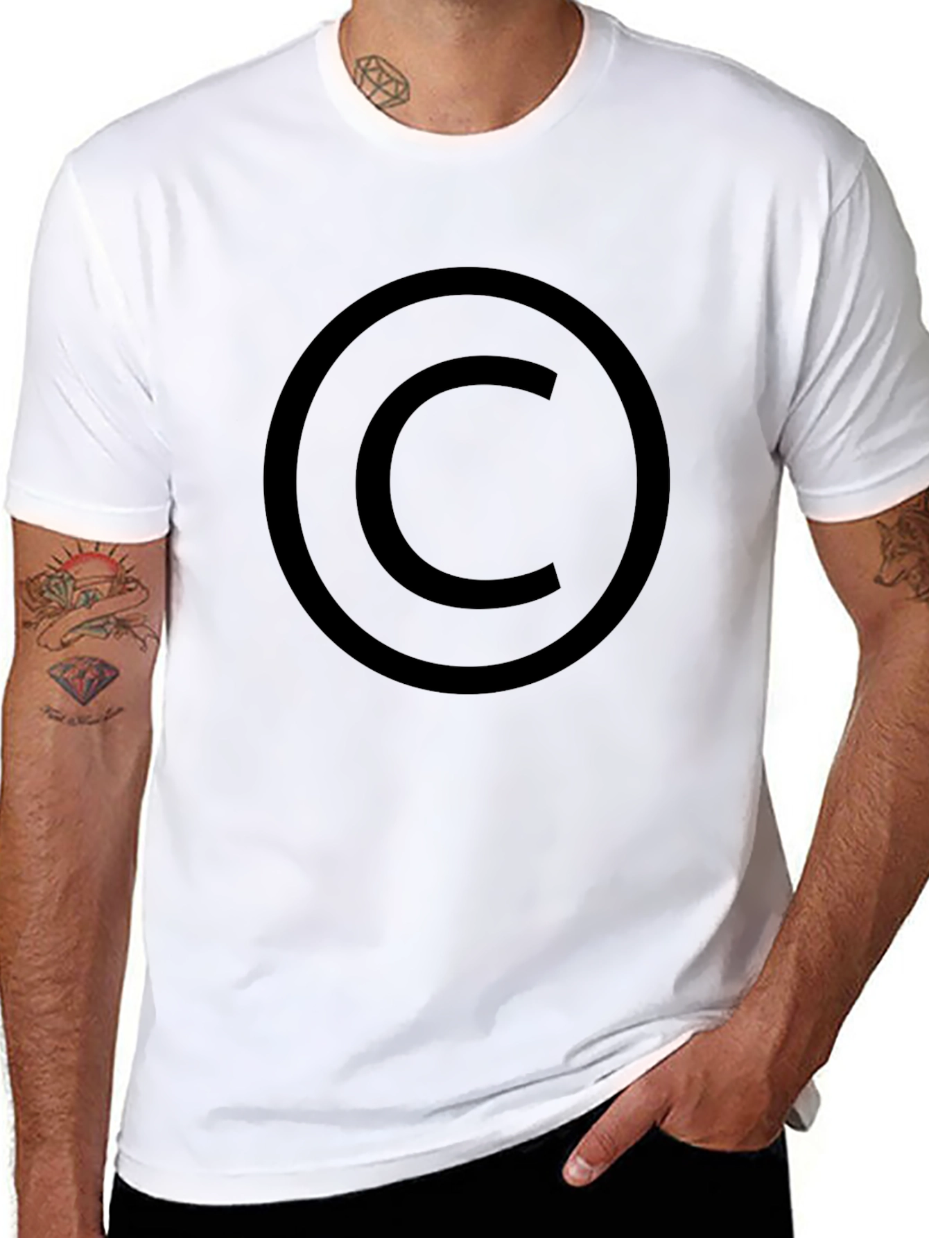 Black Copyright Symbol Black T-Shirt view 8