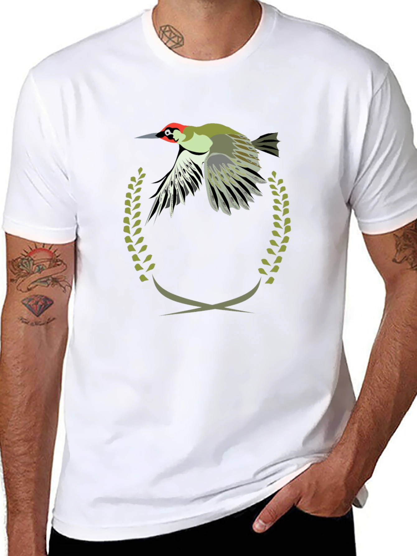 Black Woodpecker Emblem Tee - Unique Graphic Print T-Shirt view 8