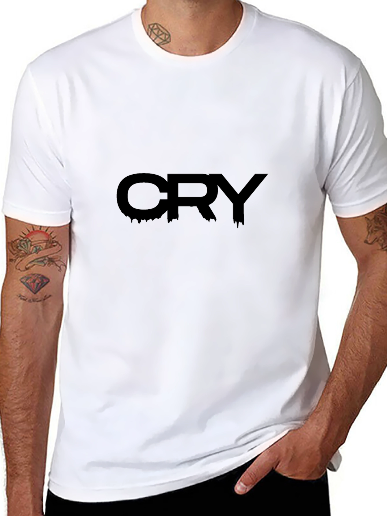 Black CRY Black Graphic Tee - Edgy Streetwear T-Shirt view 8