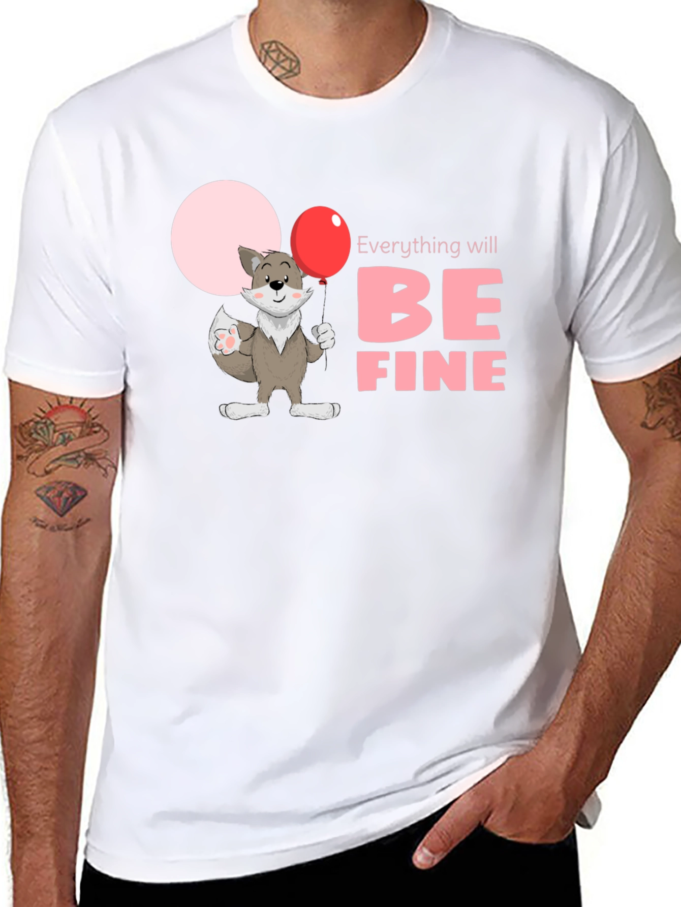 Black Everything Will Be Fine Unisex T-Shirt view 8