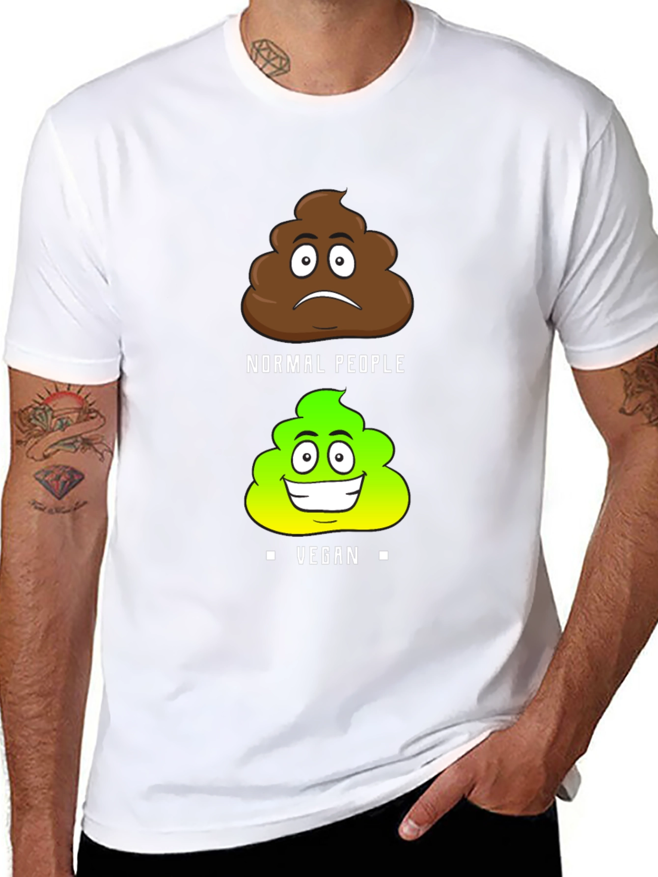Black Vegan Poop Humor T-Shirt view 8