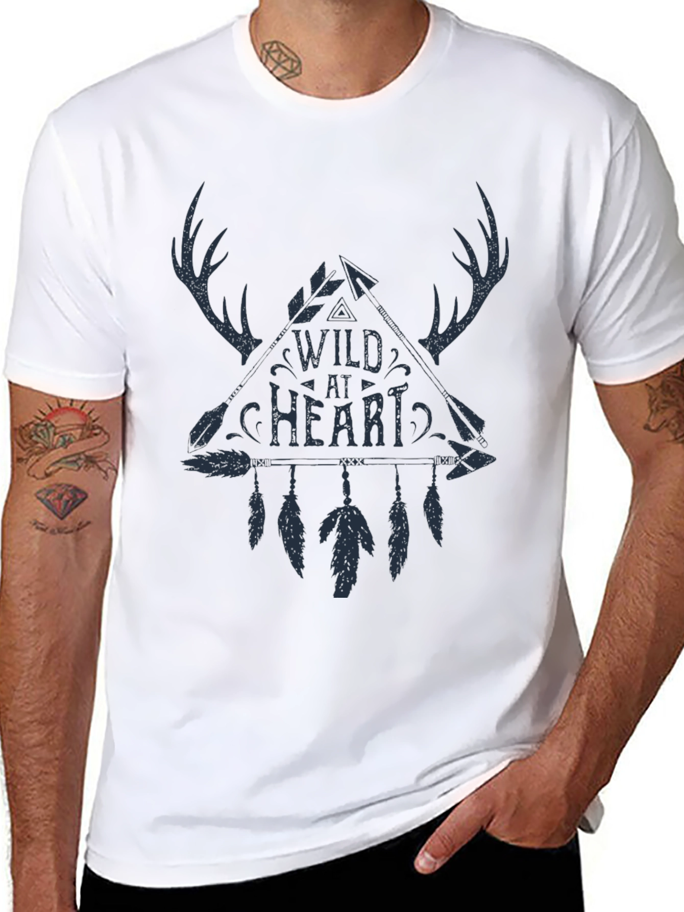 Black Wild at Heart Graphic Tee - Black Cotton Casual T-Shirt view 8