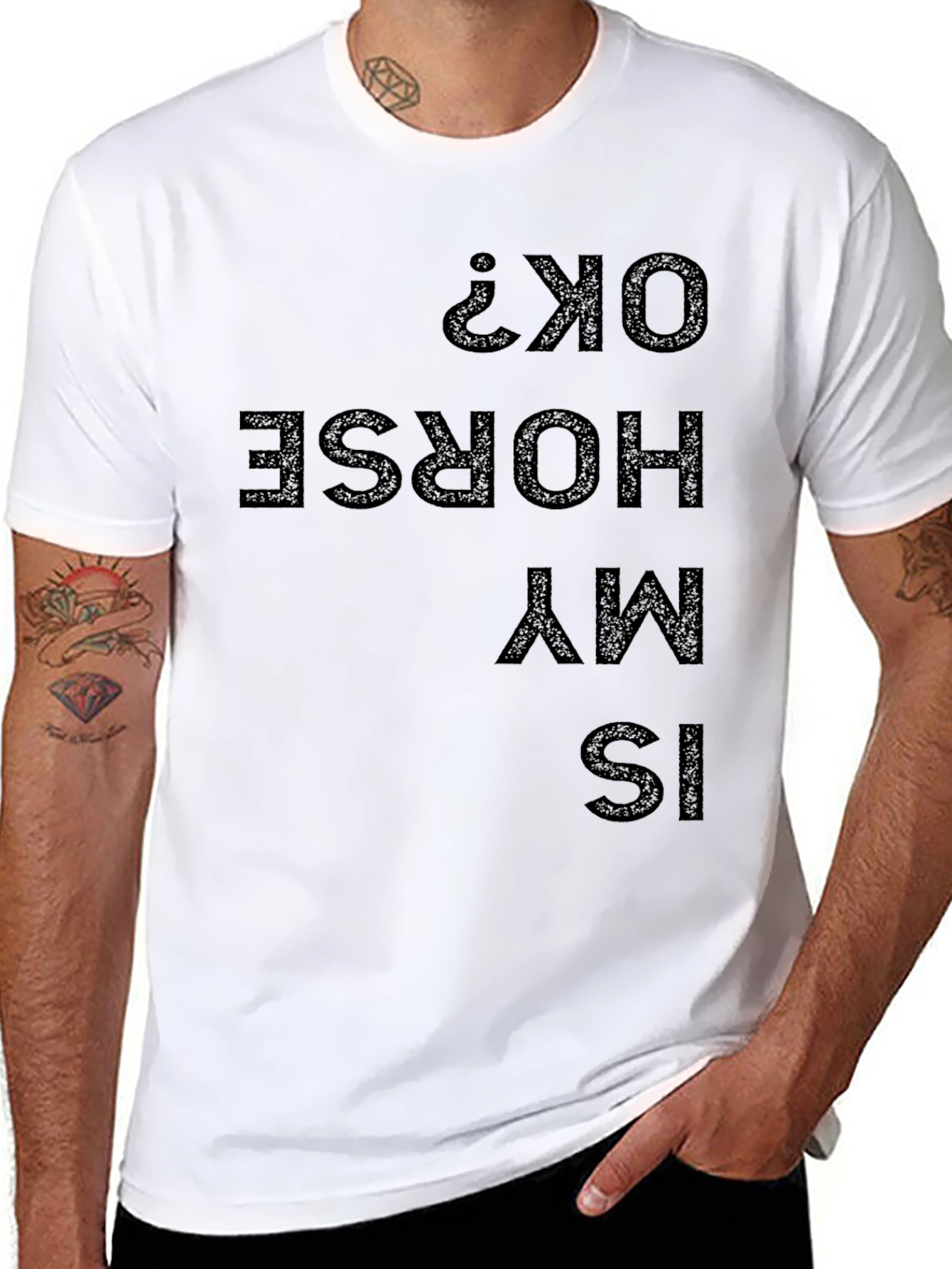 Black Is My Horse OK? T-Shirt - Quirky Graphic Tee view 8