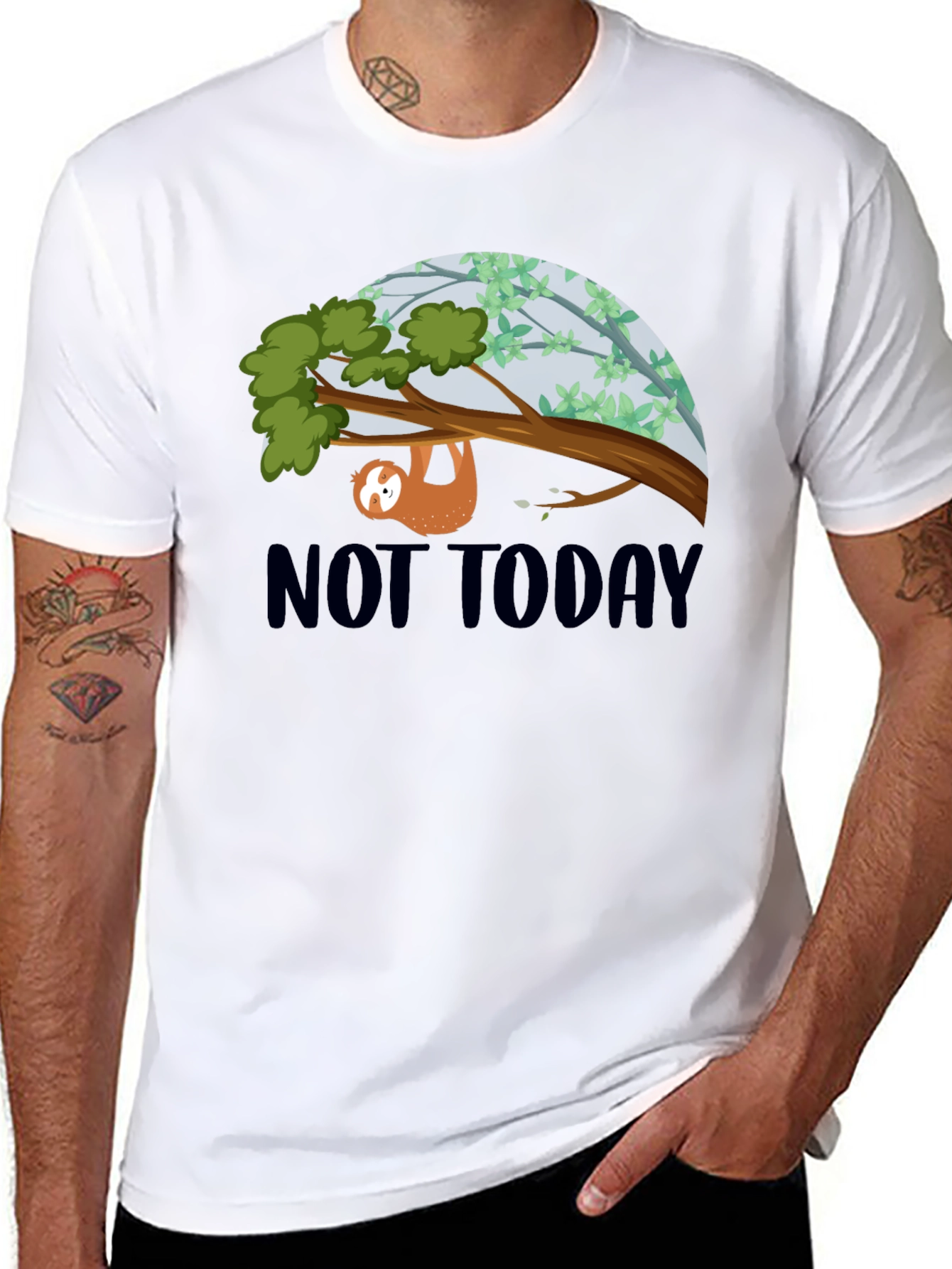 Black Not Today Sloth Graphic Tee - Relaxed Fit view 8