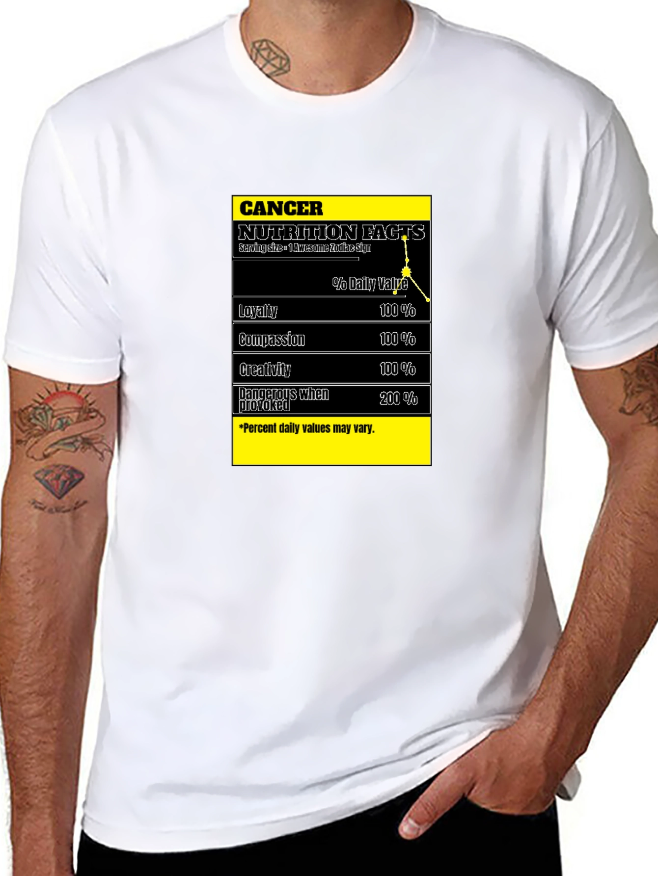 Cancer Zodiac Nutrition Facts Black T-Shirt - 8