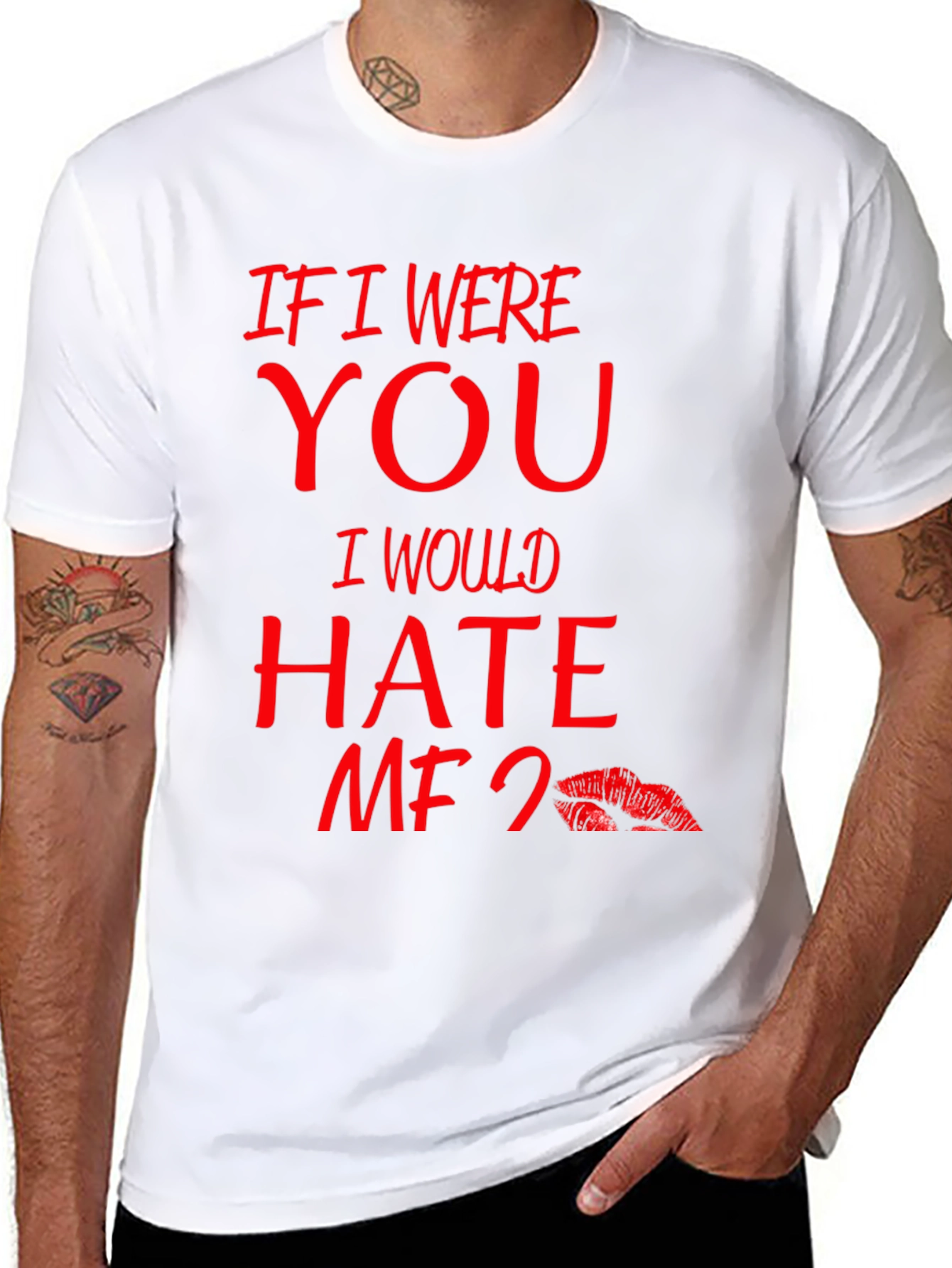 Black If I Were You I Would Hate Me Too Lips T-Shirt view 8