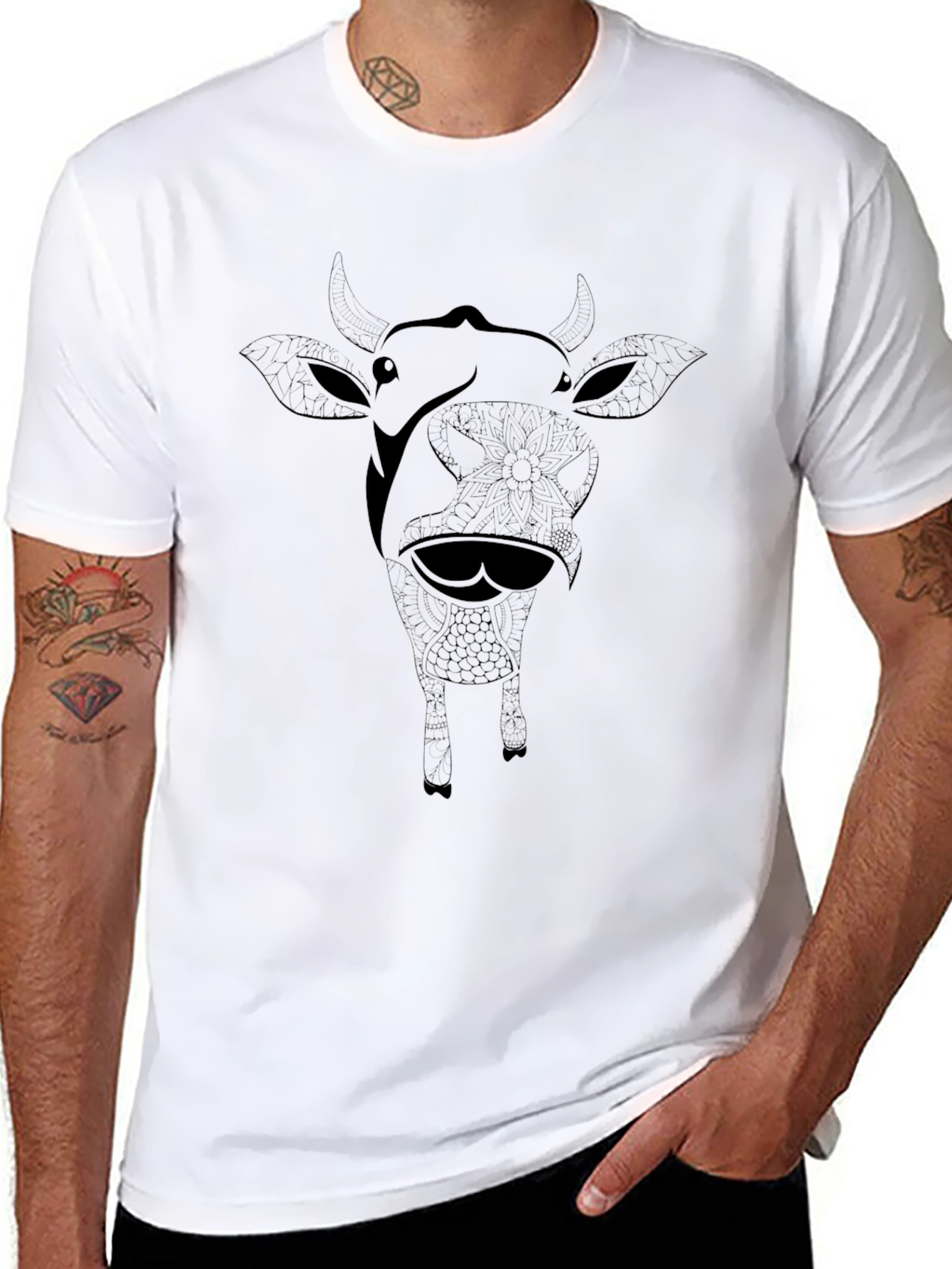 Black Cow Graphic Print Tee - Soft Cotton Blend view 8