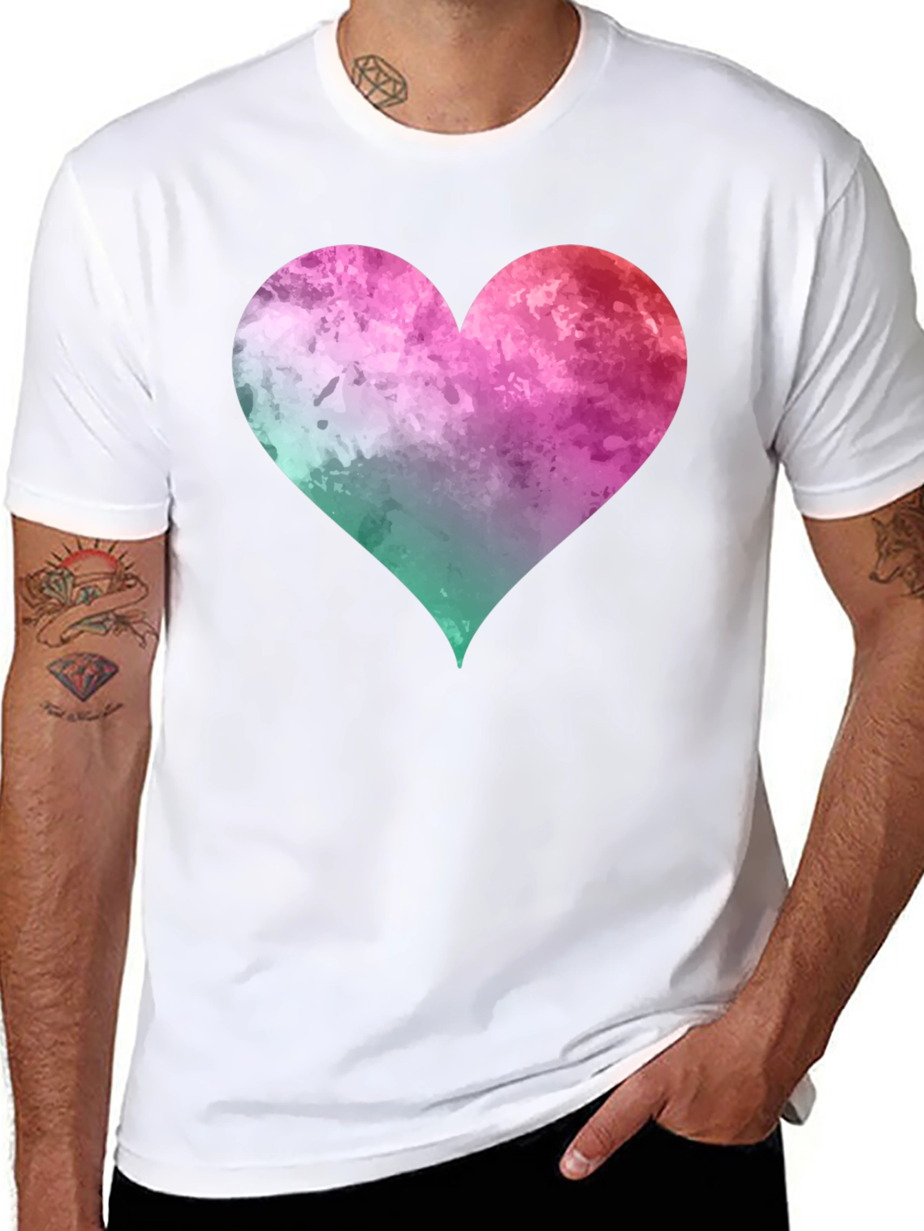 Black Watercolor Heart Graphic T-Shirt - Casual Style view 8
