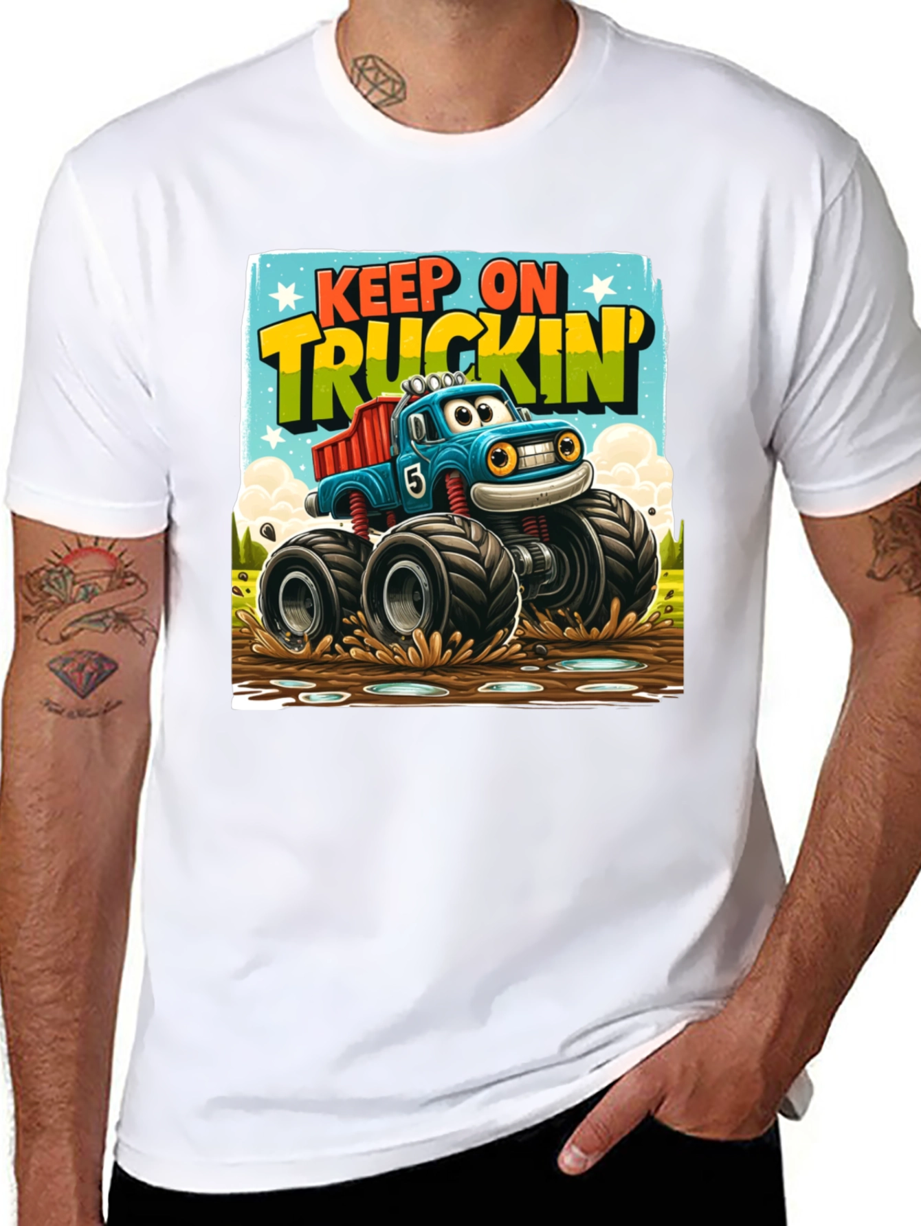 Black Keep On Truckin' Monster Truck T-Shirt view 8