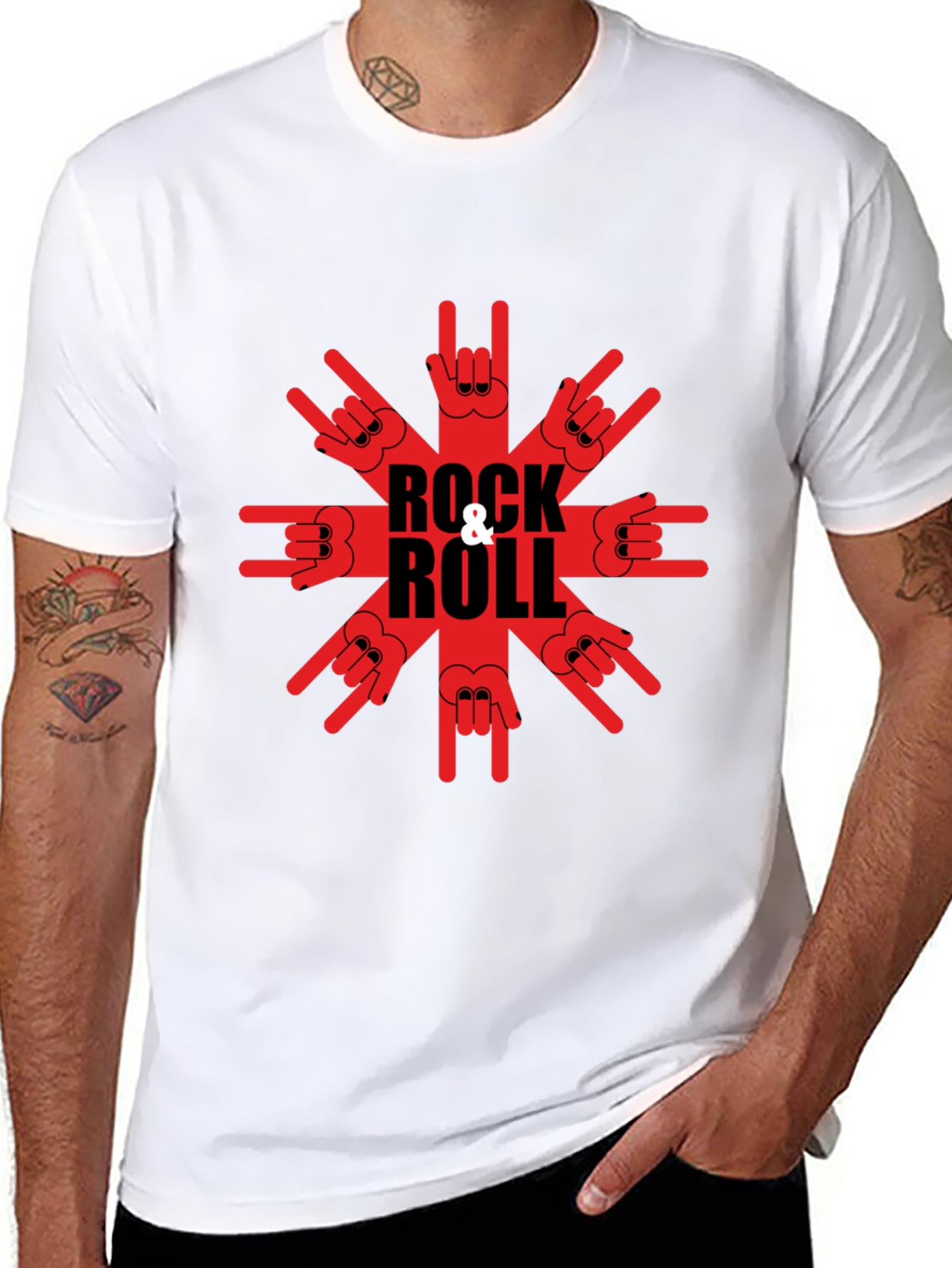 Black Rock & Roll Graphic T-Shirt - Black Tee view 8