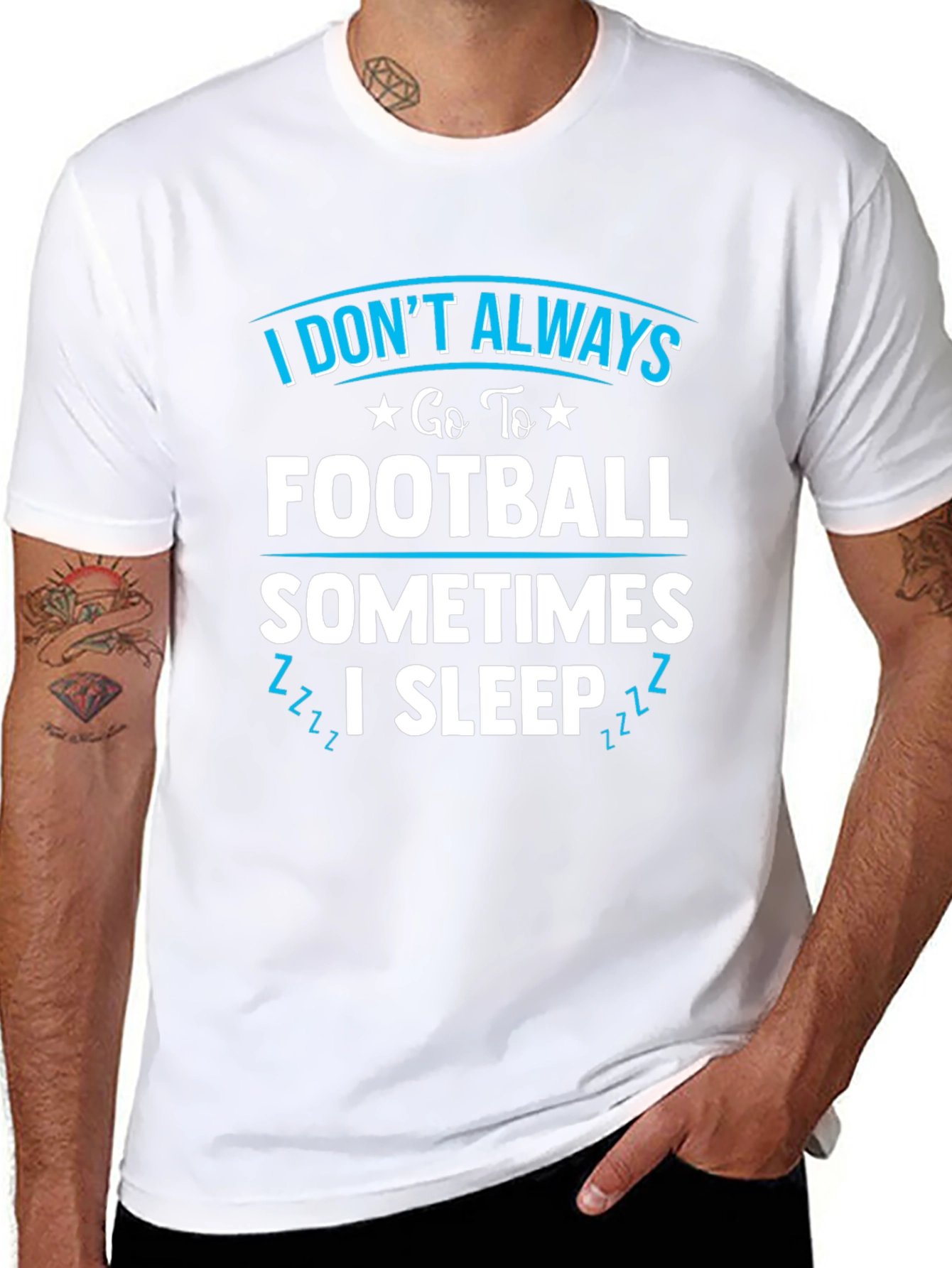 Black Funny Football Sleep T-Shirt view 8