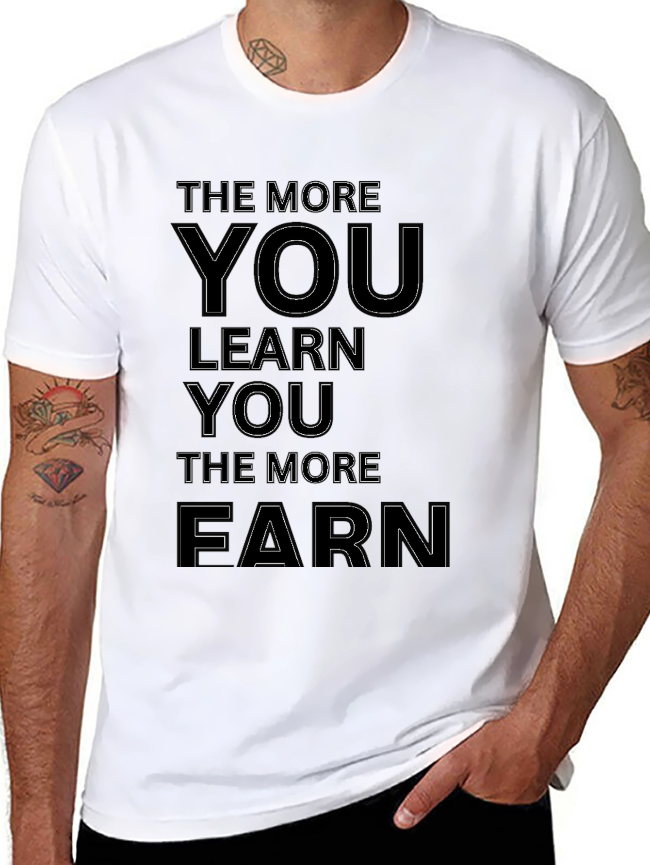 Black The More You Learn Motivational Graphic Tee view 8