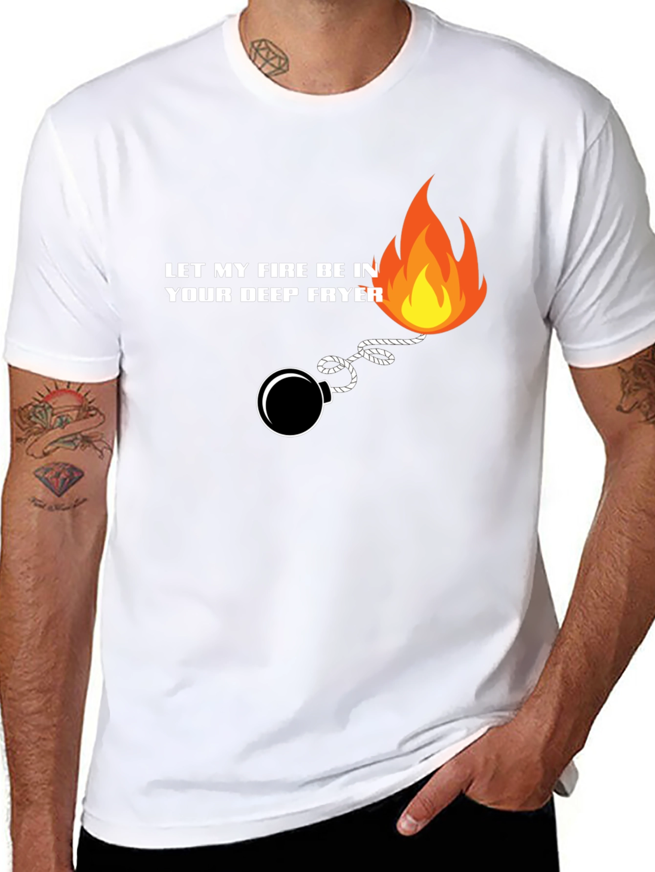 Black Let My Fire Be In Your Deep Fryer T-Shirt view 8