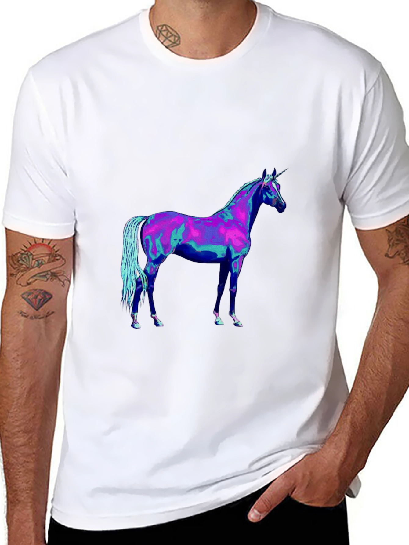 Black Unicorn Graphic Tee - Black Cotton Shirt view 8