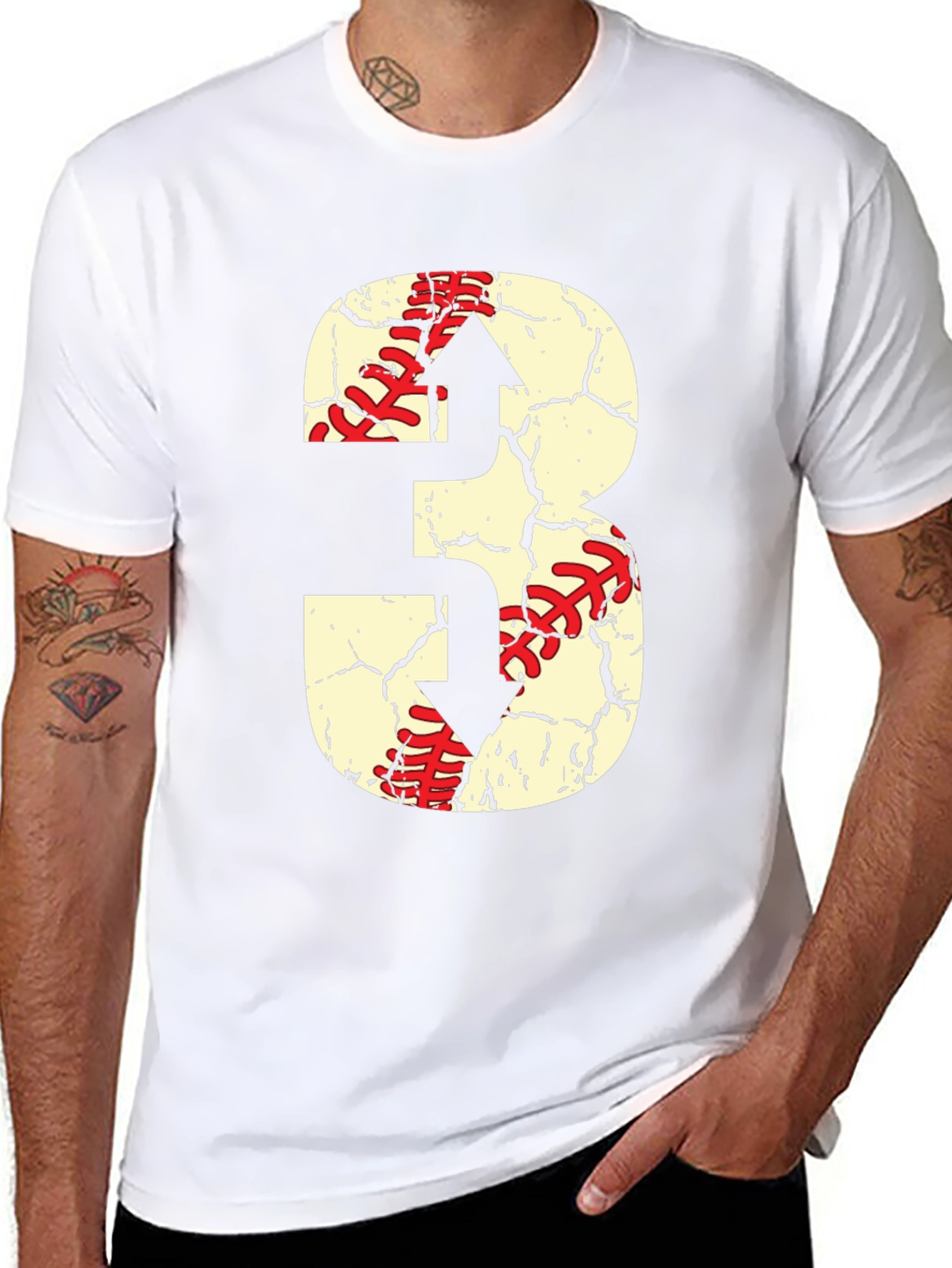 Black Baseball Number 3 T-Shirt view 8