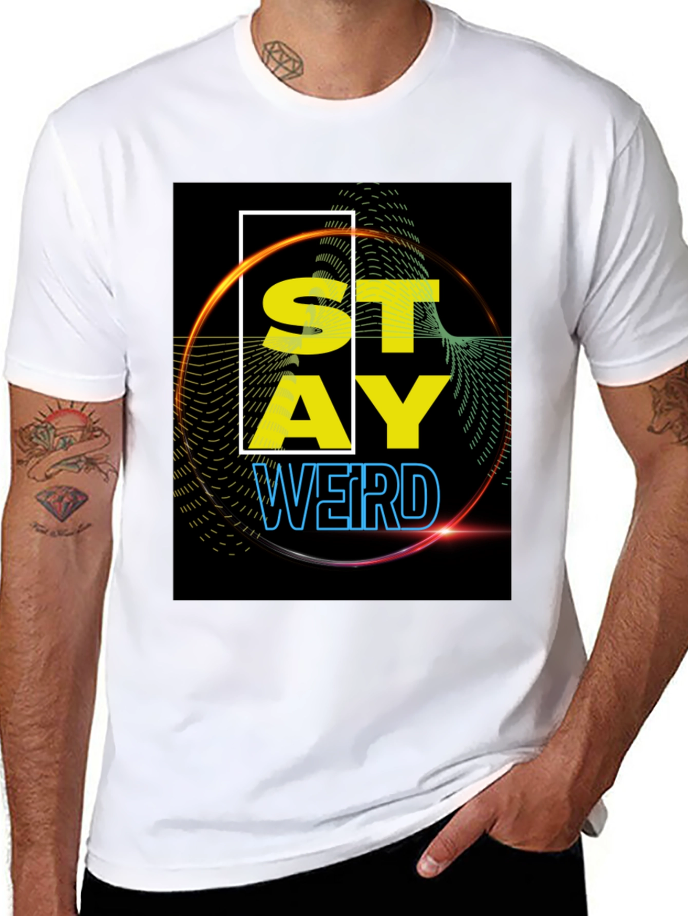 Black Stay Weird Graphic Tee - Black view 8
