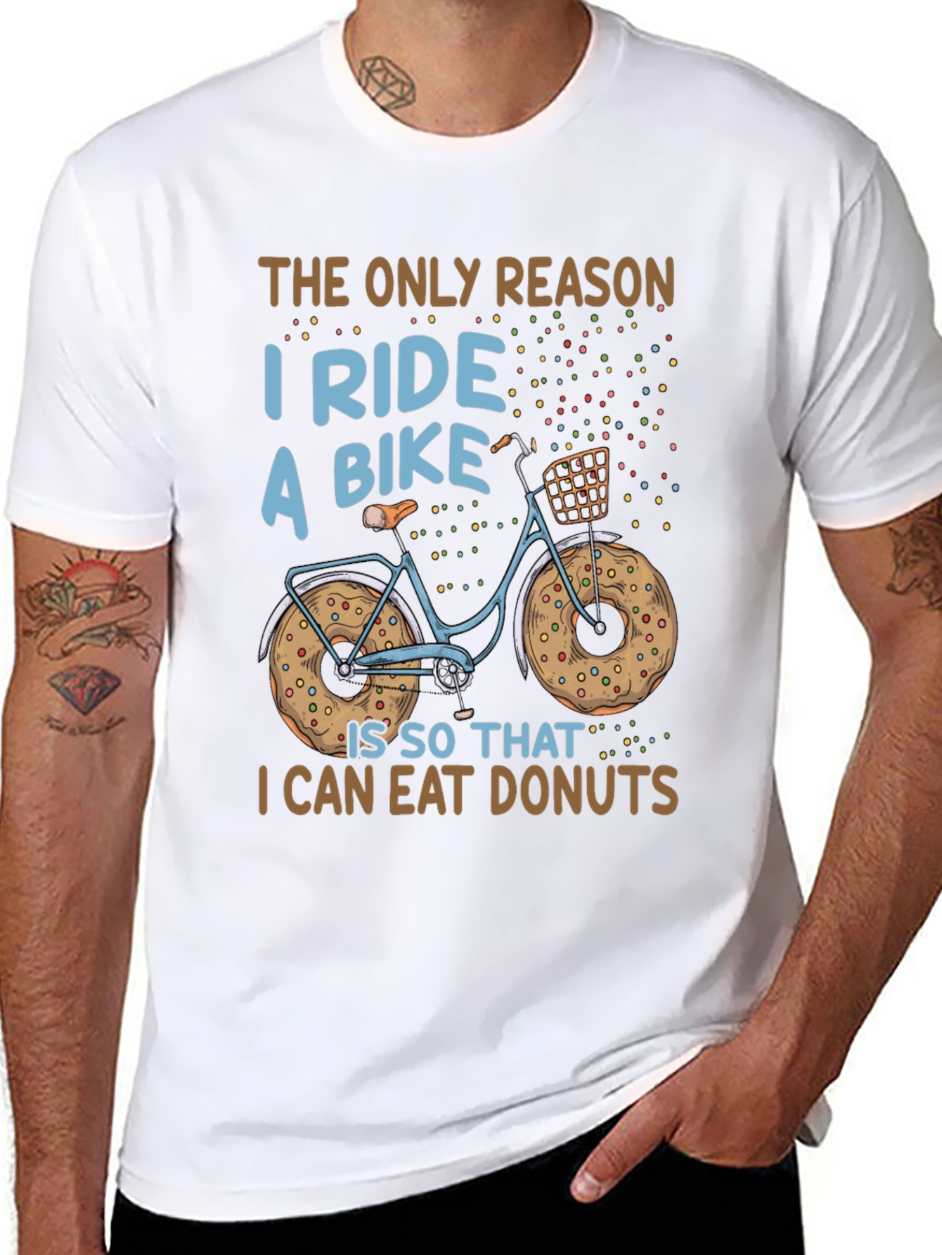 Black Funny Bike & Donut T-Shirt - Cycling & Foodie view 8
