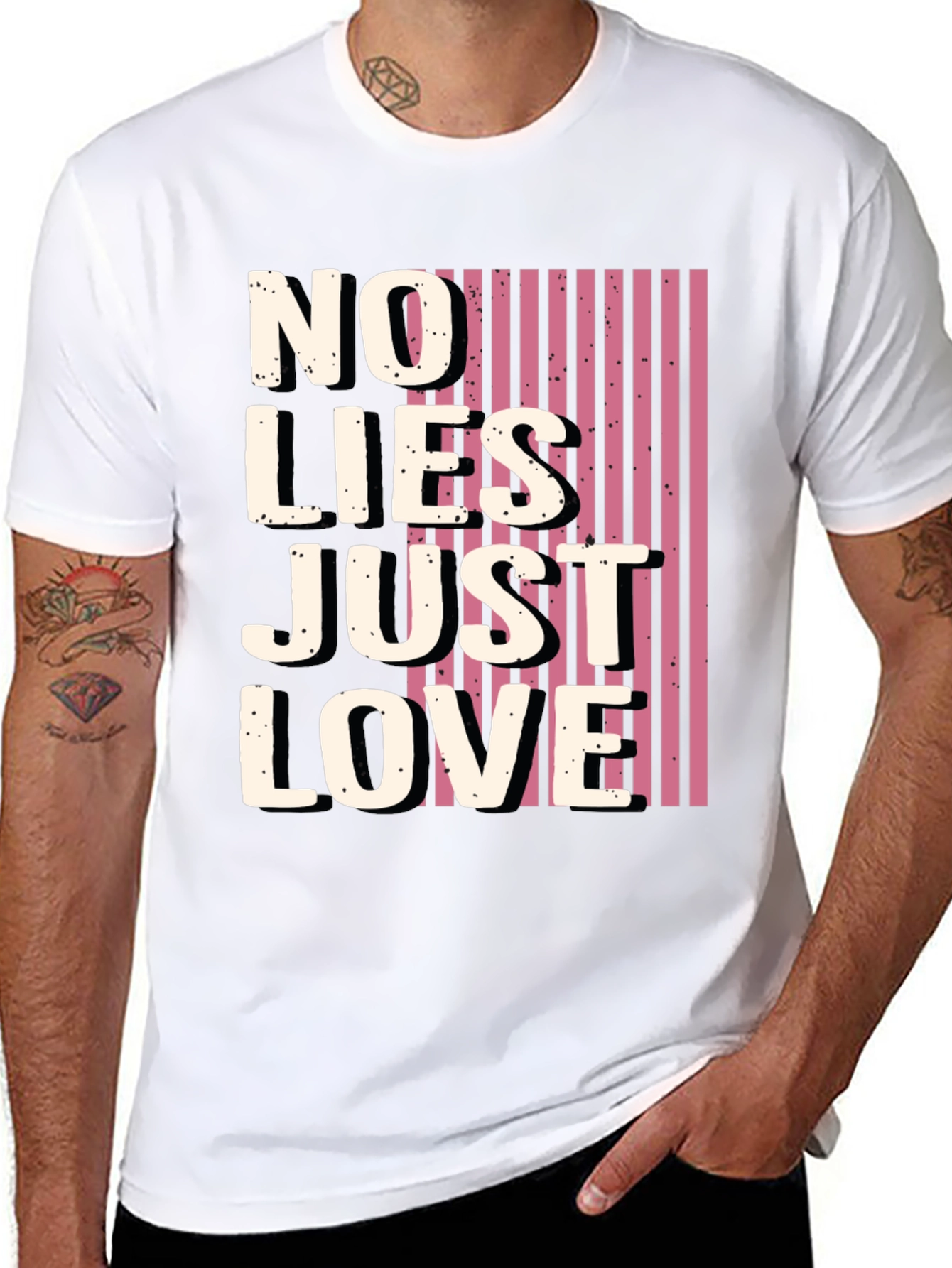 Black No Lies Just Love Graphic Tee - Black view 8