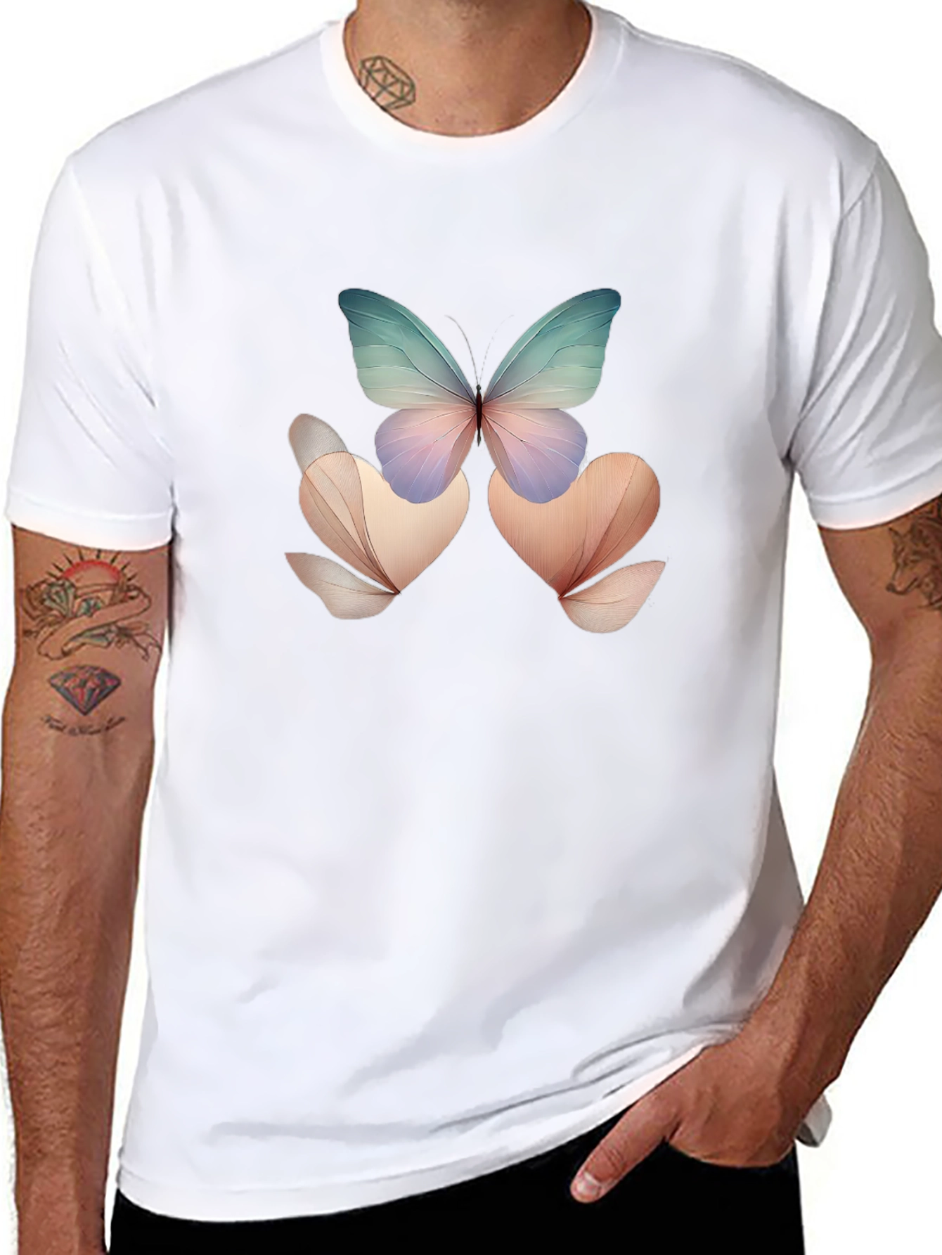 Black Butterfly Floral Black T-Shirt view 8
