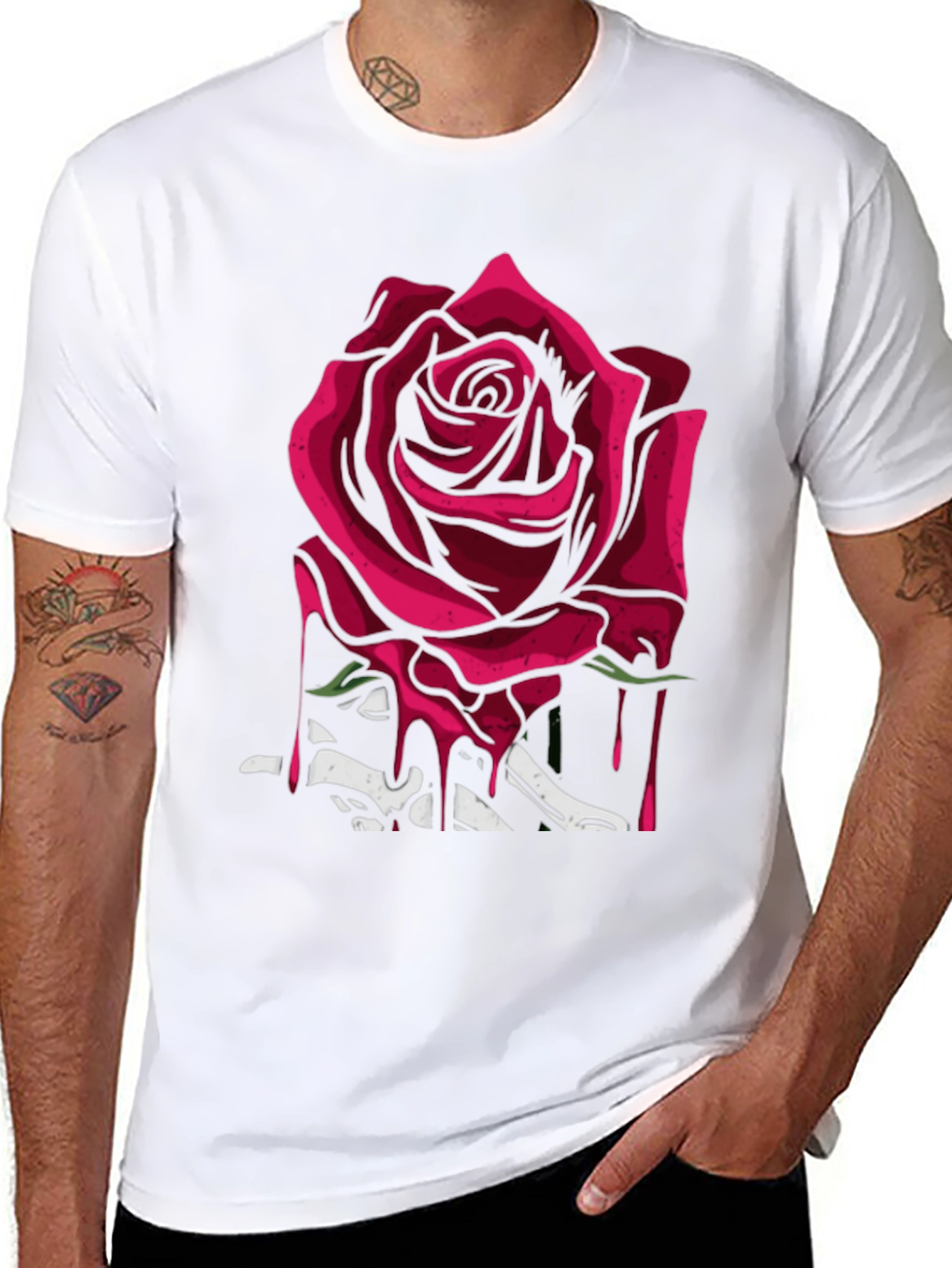 Black Rose & Bones Graphic Tee - Modern Edgy Style view 8