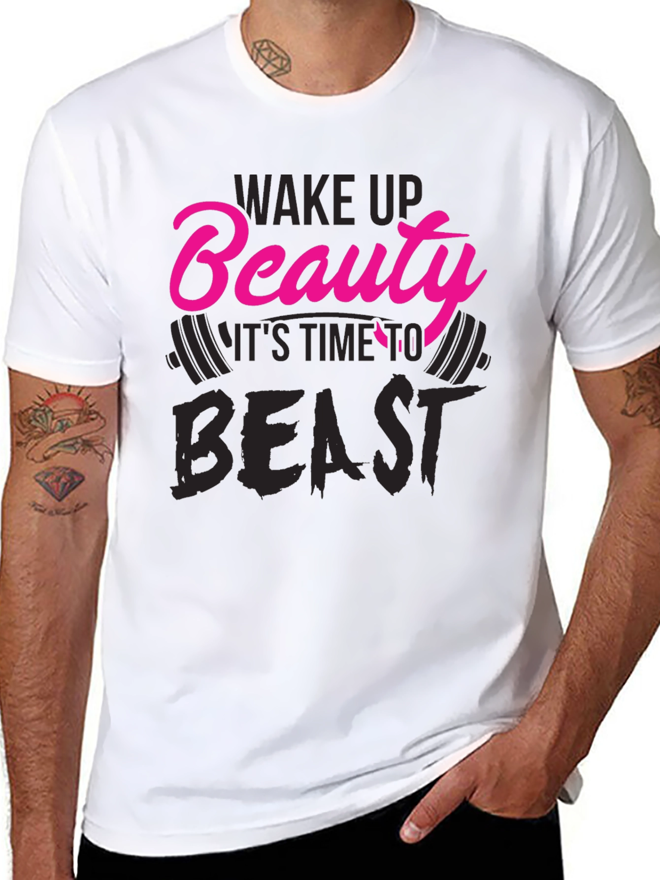 Black Wake Up Beauty, It's Time to Beast T-Shirt view 8