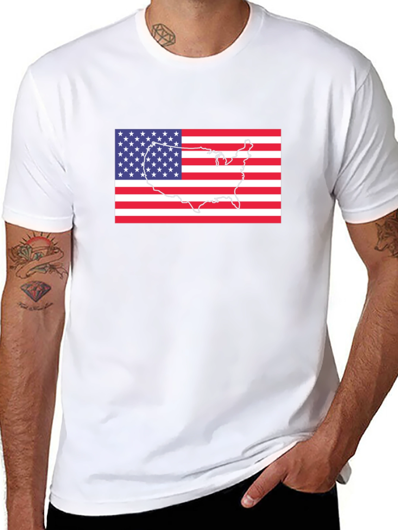 USA Flag Outline T-Shirt - 8