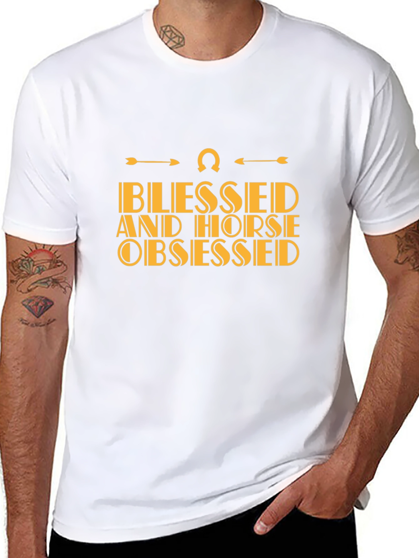 Black Blessed and Horse Obsessed Black T-Shirt view 8