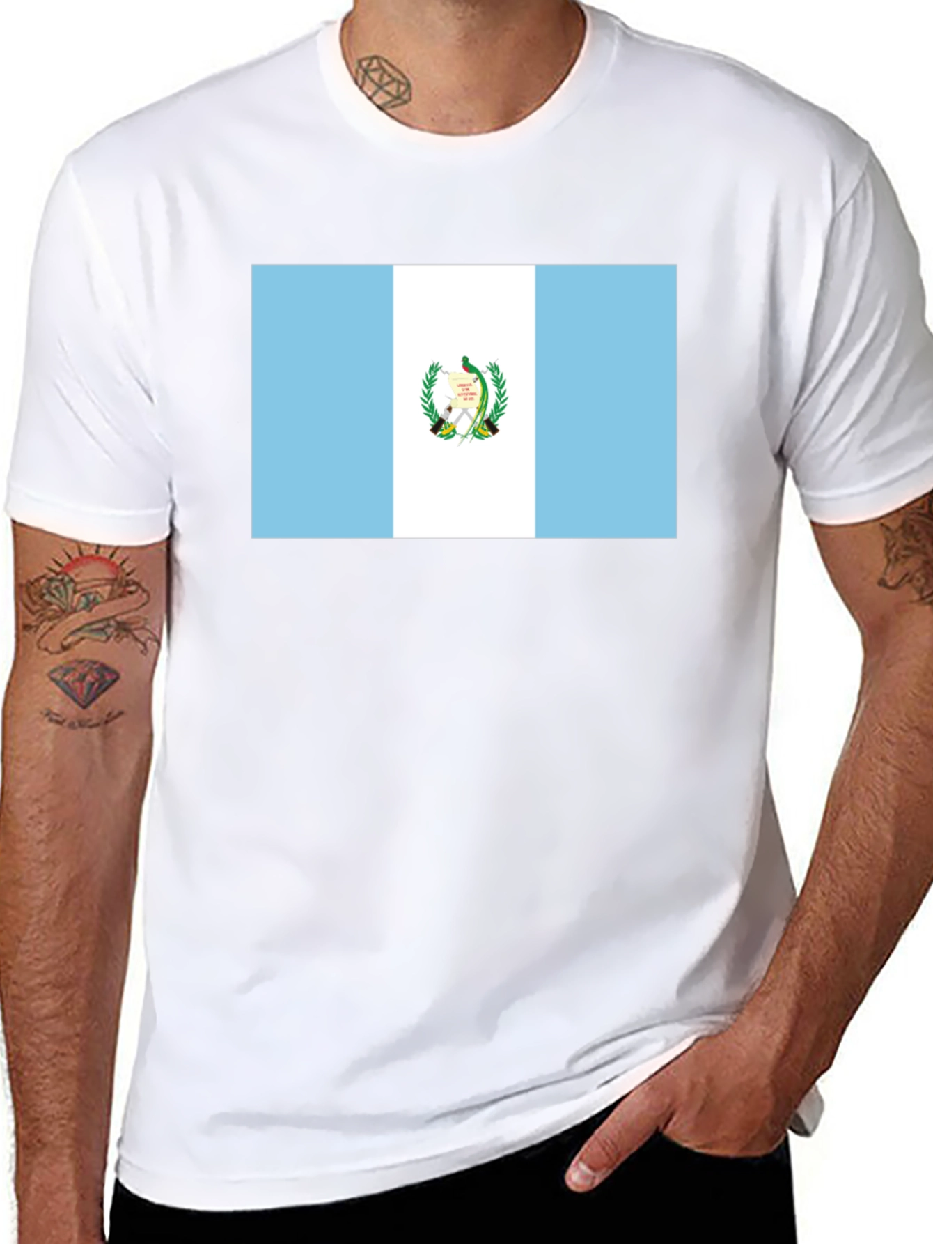 Black Guatemala Flag T-Shirt - Black Tee view 8