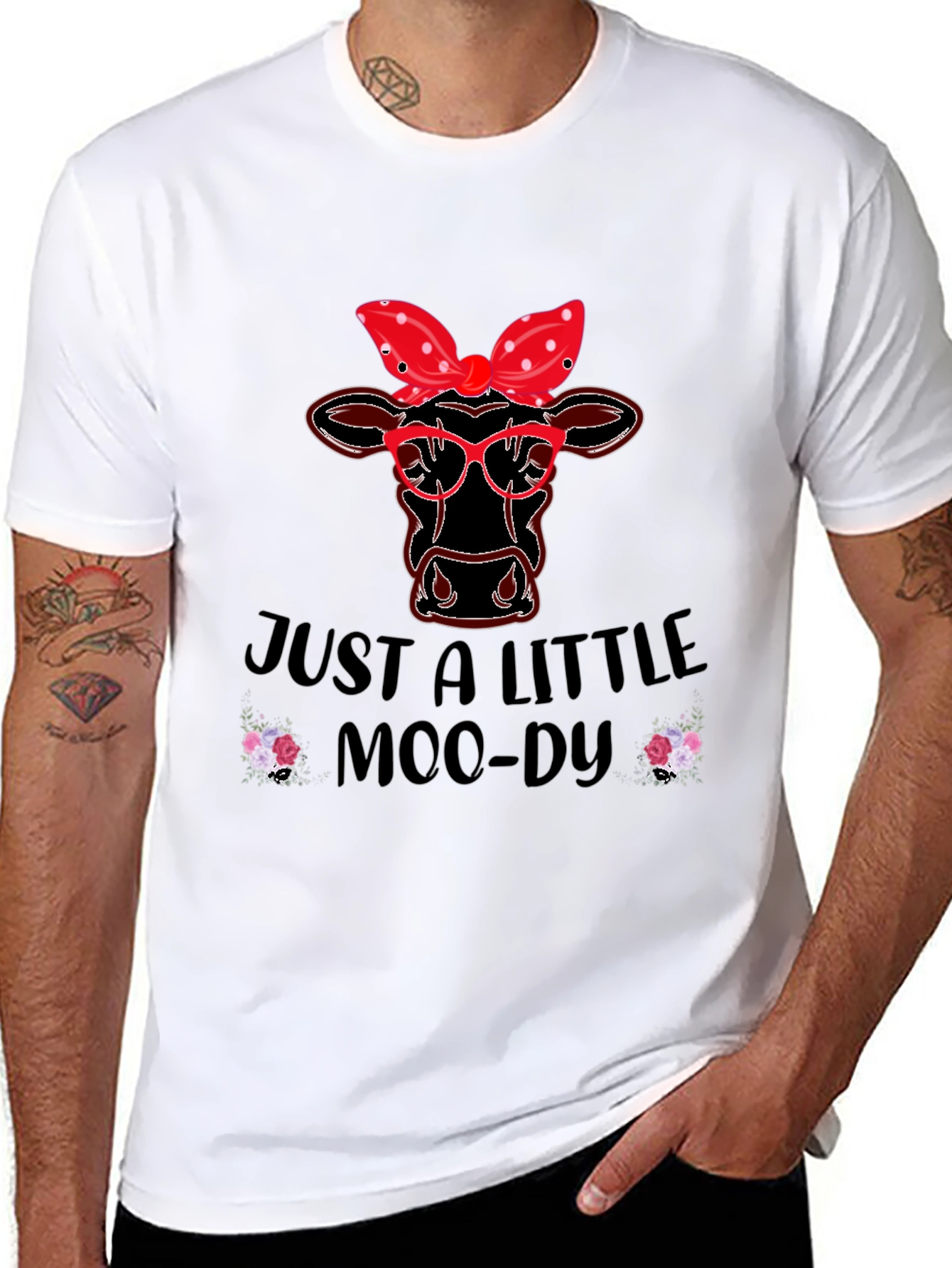 Black Just a Little Moody Cow T-Shirt view 8