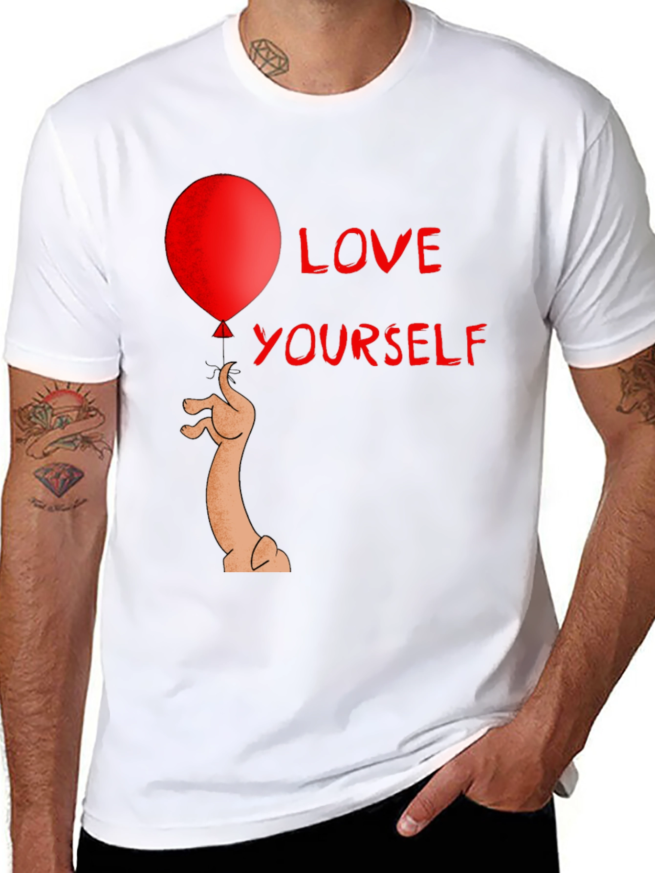 Black Love Yourself Balloon T-Shirt Funny Graphic Tee view 8