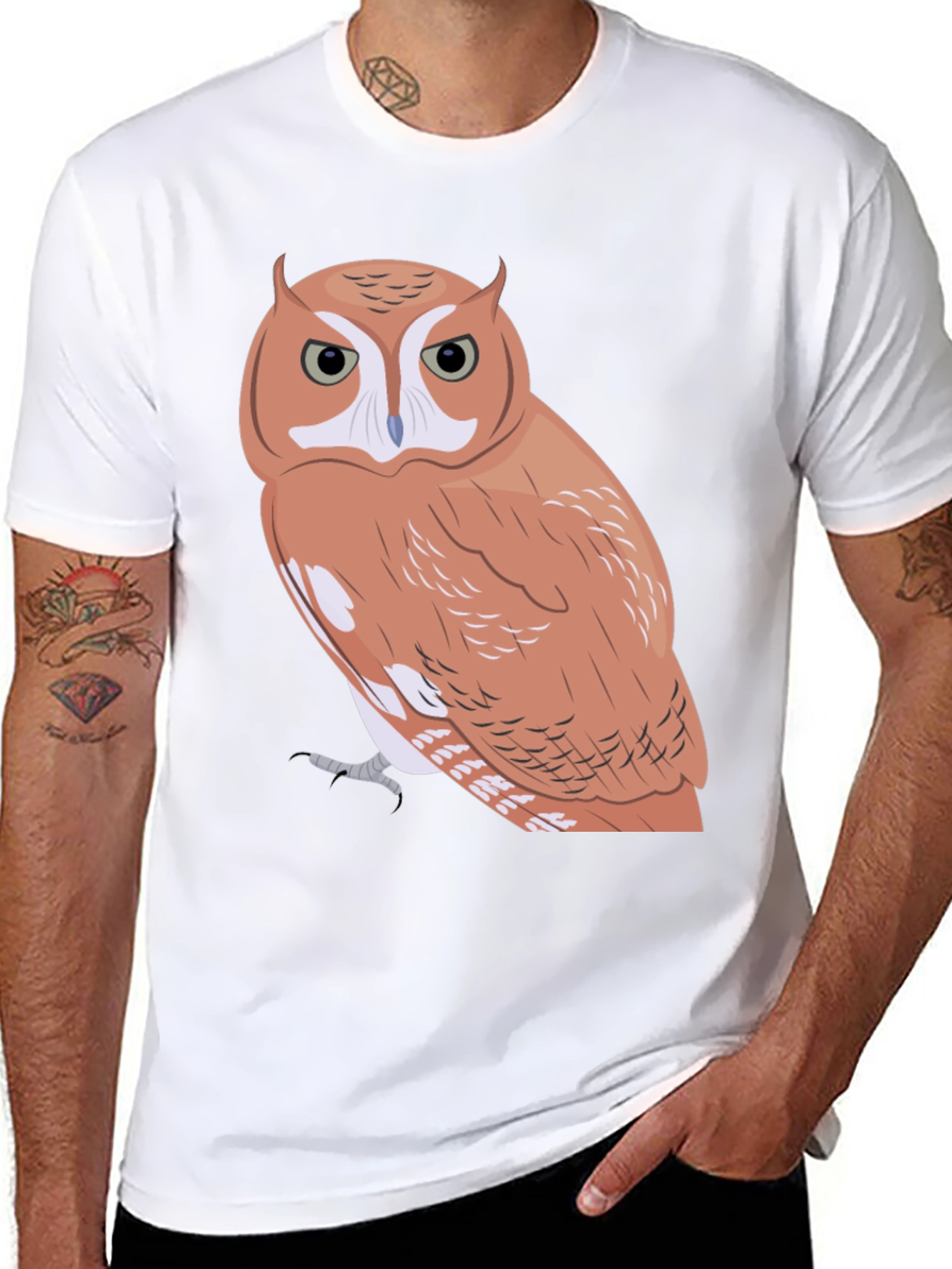 Black Owl Graphic Tee - Men's Black Cotton Blend T-Shirt view 8