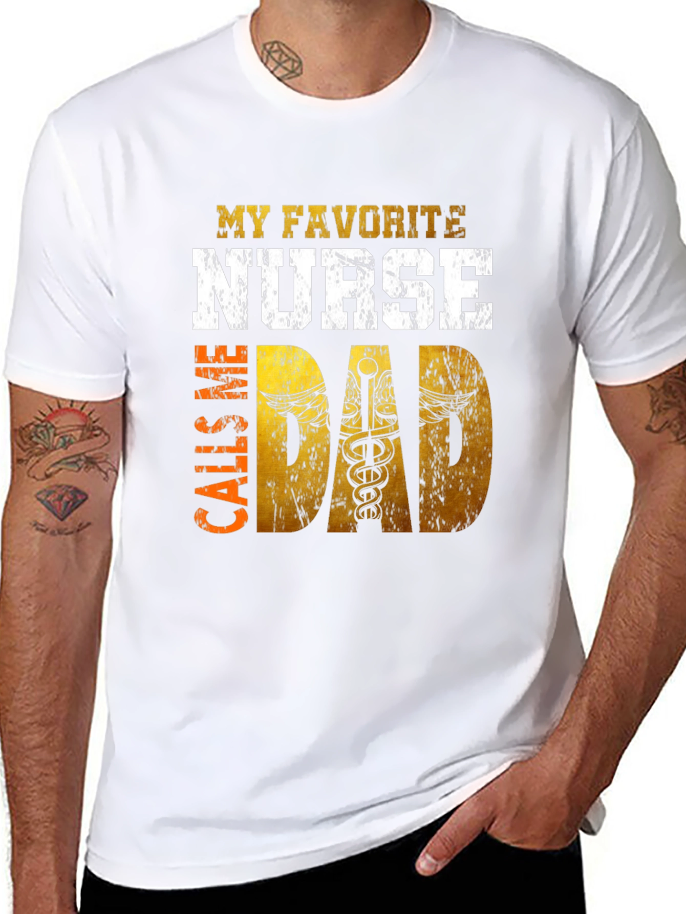 Black My Favorite Nurse Calls Me Dad Graphic T-Shirt view 8