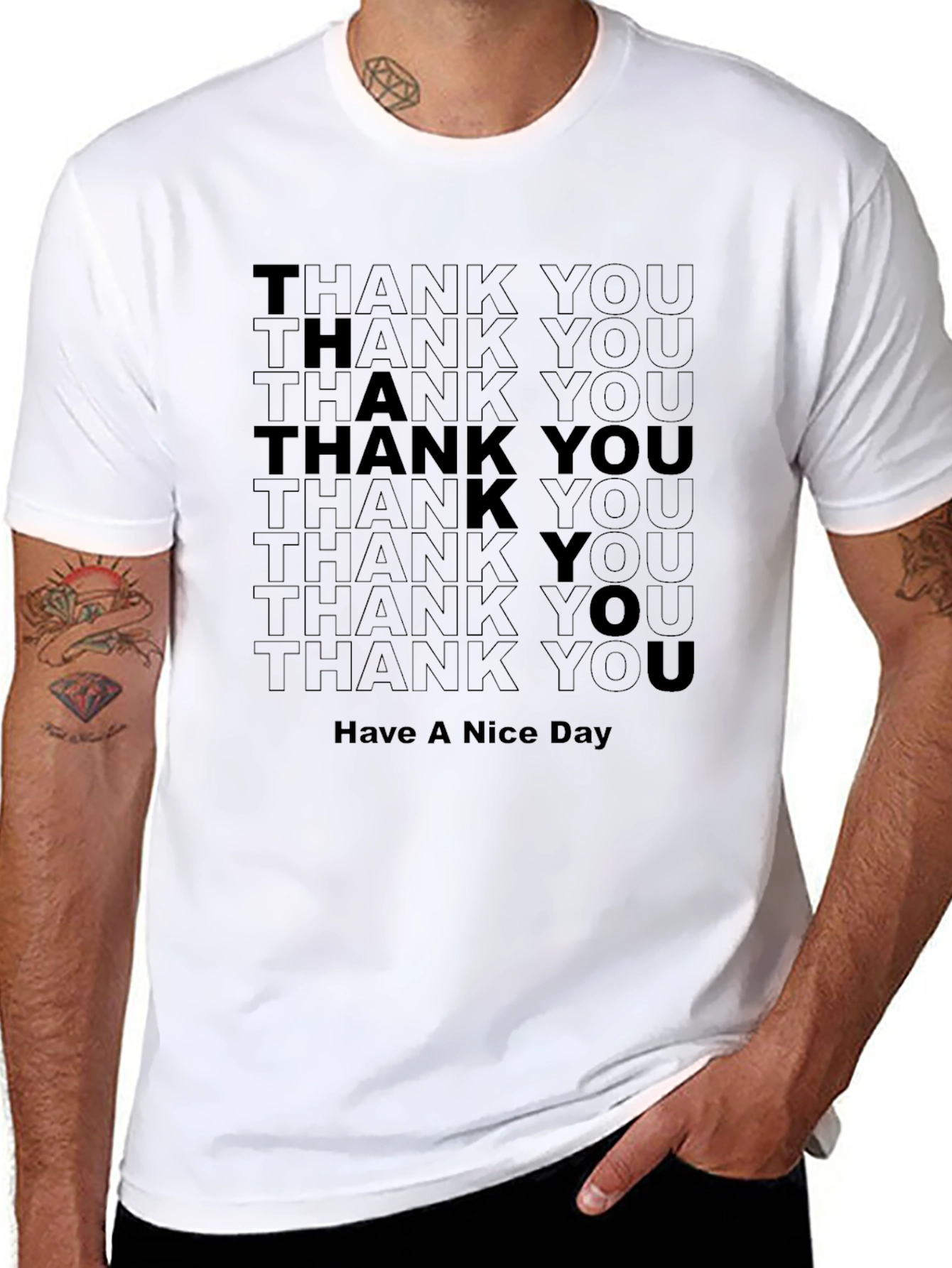 Black Thank You Have A Nice Day Graphic Tee view 8