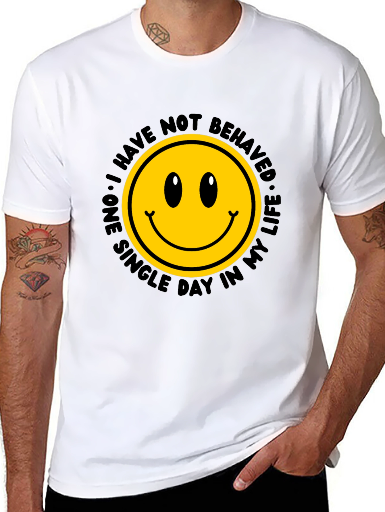 Black Smiley Face Graphic Tee - Mischief Managed! view 8
