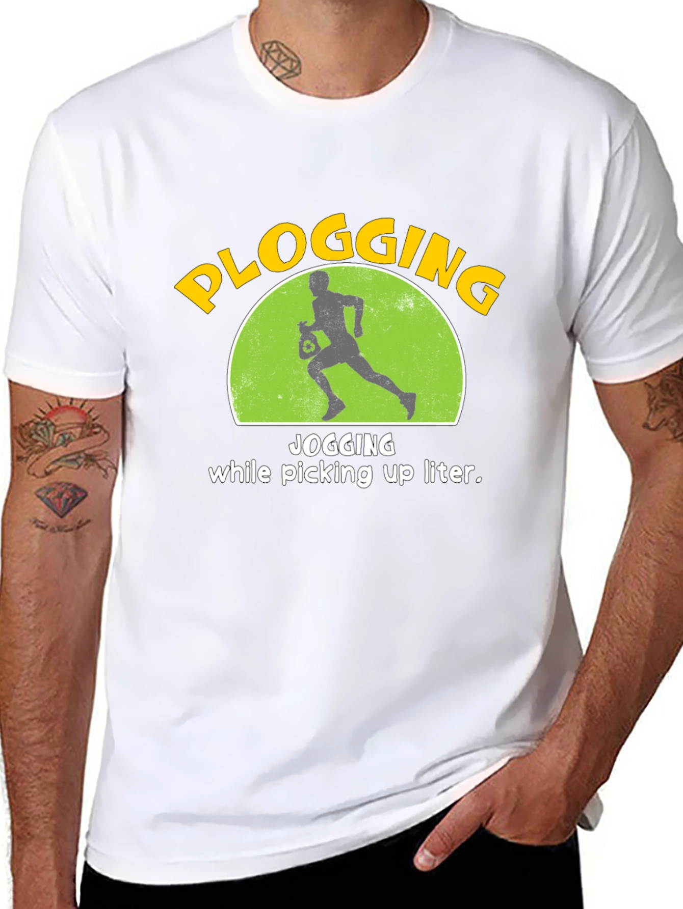 Black Plogging T-Shirt: Jogging While Picking Up Litter! view 8