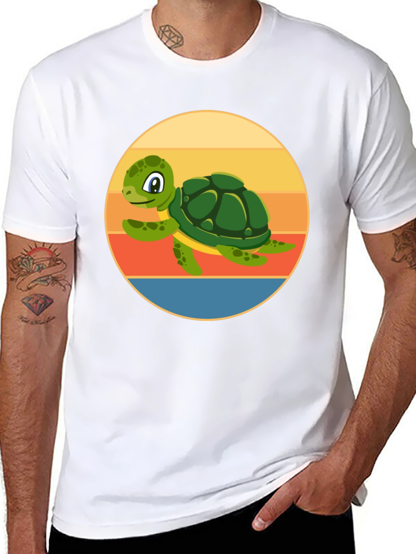 Black Cute Turtle Graphic Tee - Retro Style view 8