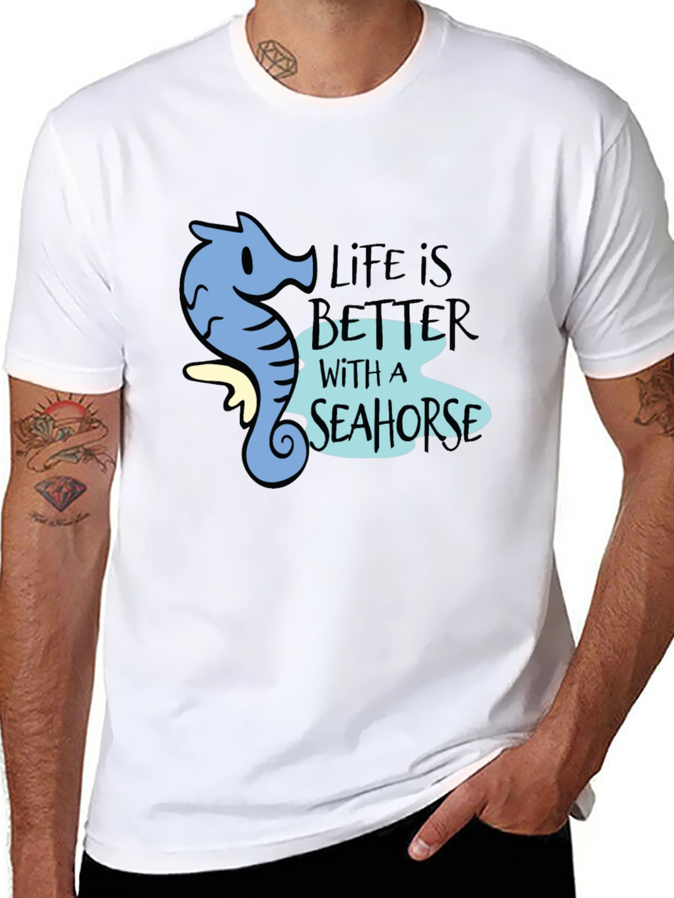 Black Life is Better with a Seahorse Black Graphic Tee view 8