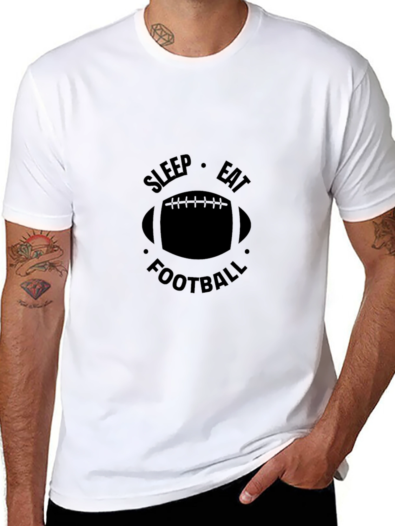 Black Sleep Eat Football Black Graphic Tee view 8